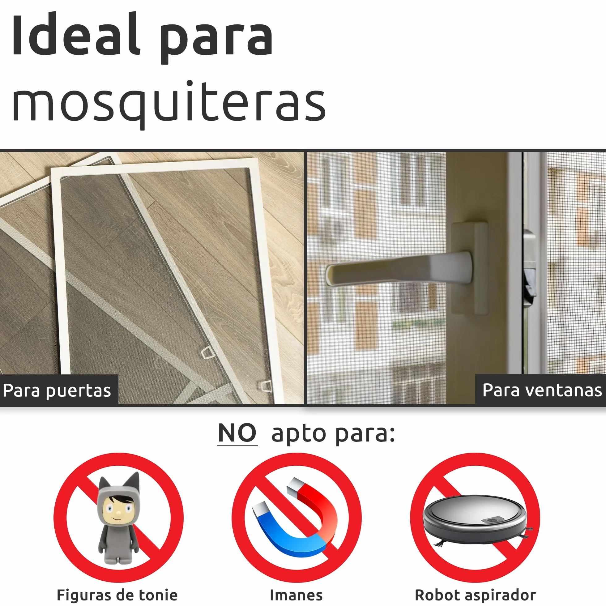 ECENCE Cinta magnética autoadhesiva A + B para mosquiteras (3m+3m) Tiras magnéticas con atracción mutua