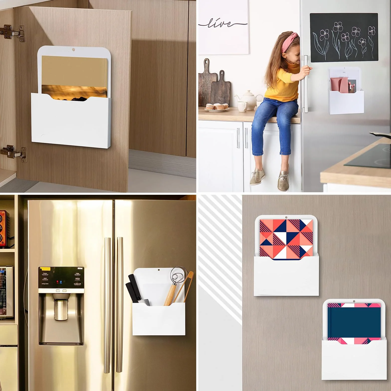 Archivador Magnético 2 Piezas Soporte para Archivos A4 con Imanes Organizador de Pared Blanco