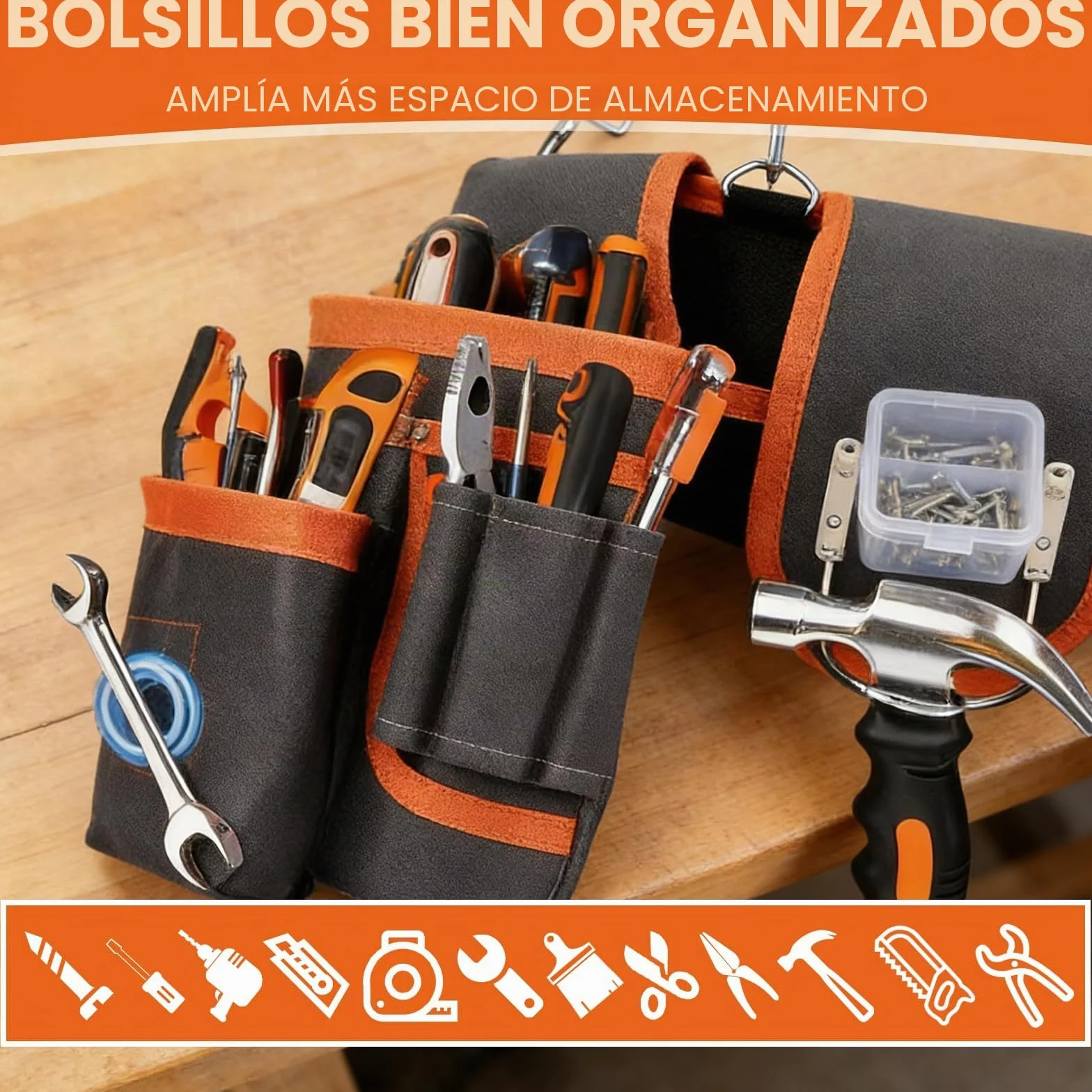 Cinturón de herramientas, riñonera con 26 bolsillos, bolsillos magnéticos para herramientas, para hombre, riñoneras desmontables, bolsa de herramientas para artesanos, electricistas, fontaneros