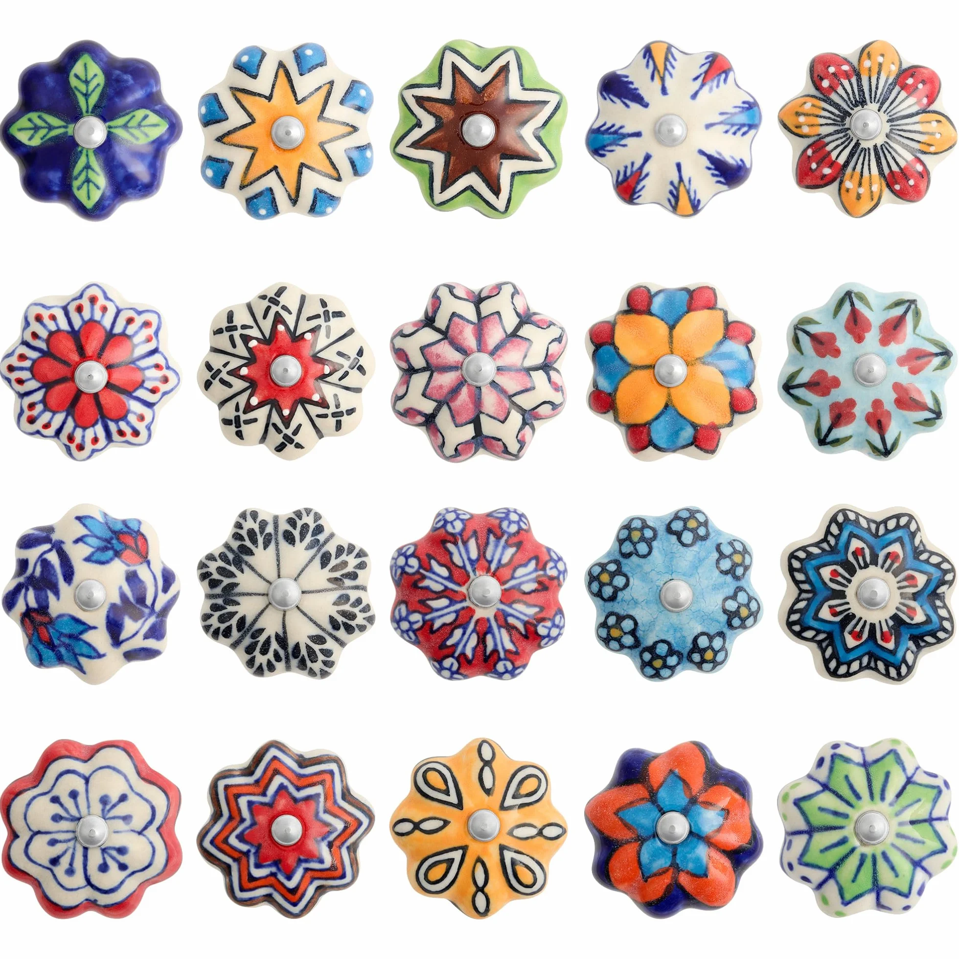 Pomos y Tiradores Vintage de Cerámica Pintados a Mano. Tiradores Pomos Cajones, Armarios, Puerta Cocina - Multicolor, Diseño Único