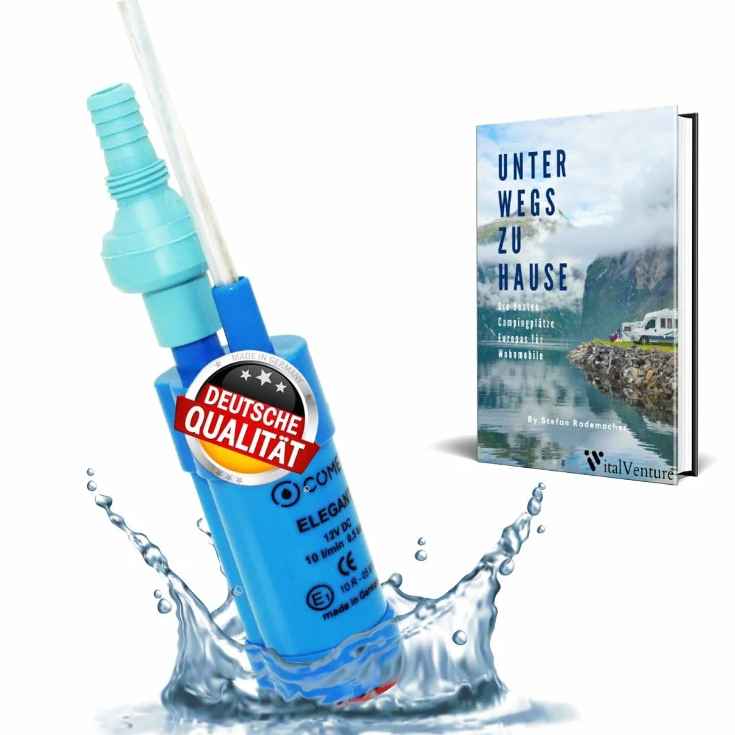 Comet Elegante bomba de agua de 12 V, con válvula antirretorno (fija) + filtro para camping, autocaravana y caravana