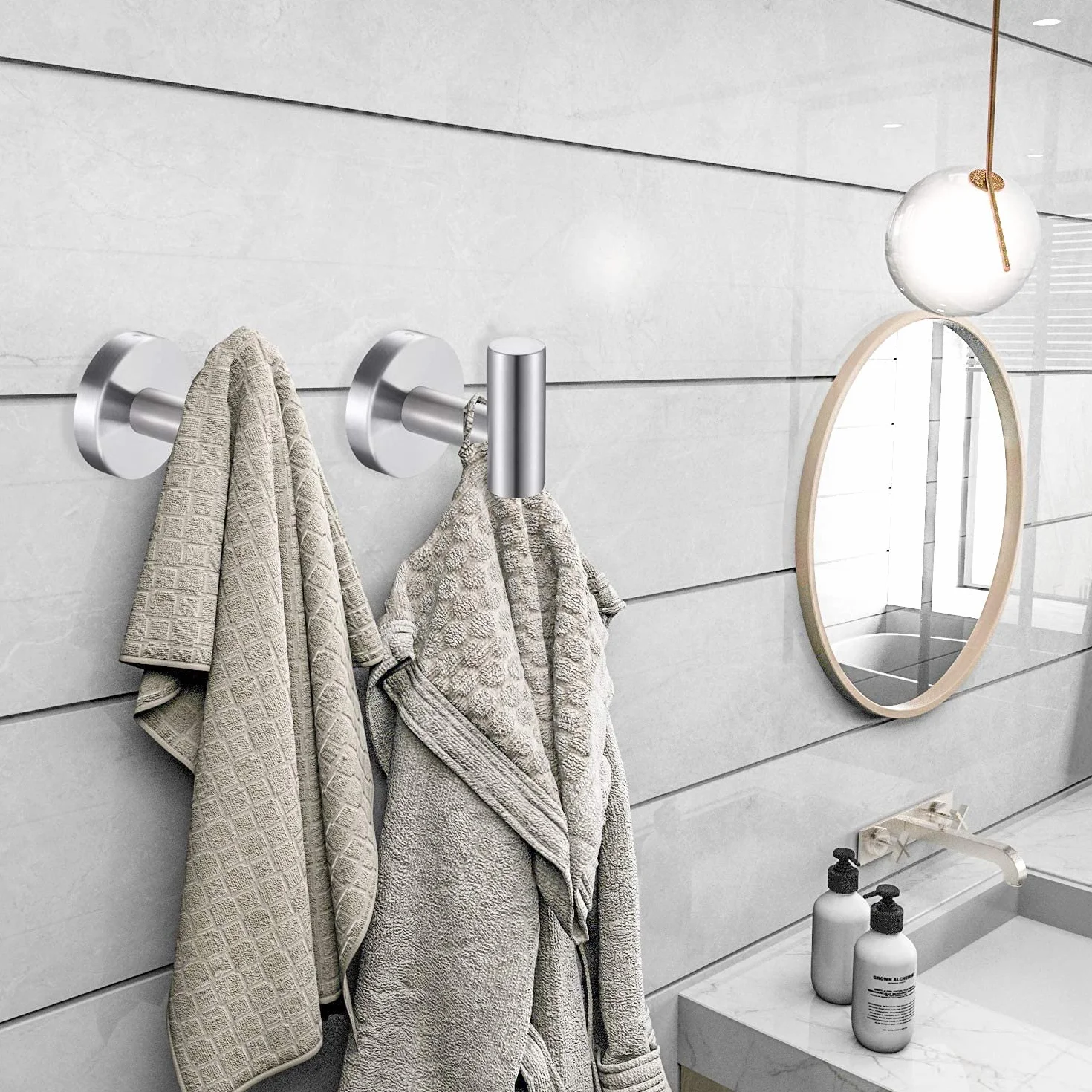 YUET 2 Piezas de Toalla Gancho Colgador Toalleros de Gancho para Baño de Pared de SUS 304 Acero Inoxidable Percha Perchero para Colgar para Sombrero Ropa Abrigo Albornoz Cocina (Plata cepillada)