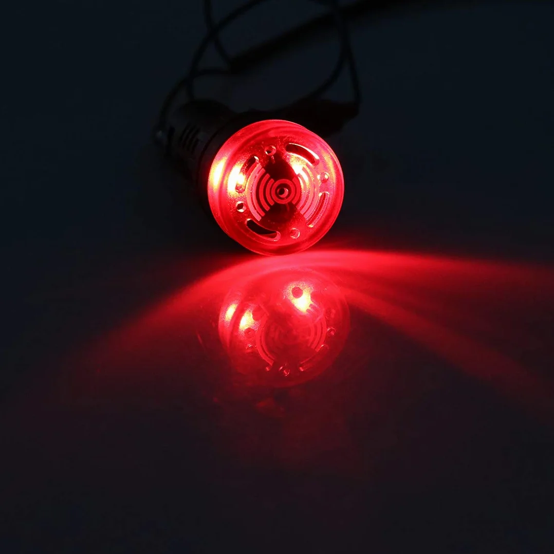 sourcing map Pilot Light AC/DC 24V Indicador de alarma intermitente LED rojo con zumbador