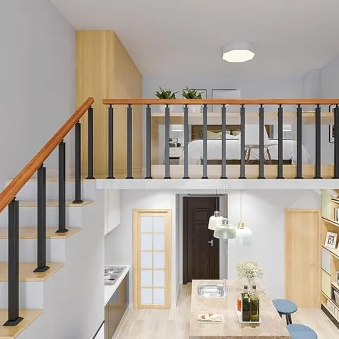 Ejes de barandilla de metal ajustables, balaustres cuadrados modernos de 270° para interiores y exteriores, terraza, porche, hormigón y escalones de madera