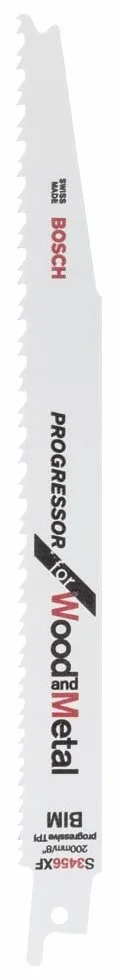 Bosch Accessories 2 unidades Hoja de sierra sable S 3456 XF Progressor for Wood and Metal (Longitud 200 mm, accesorio de sierra sable)