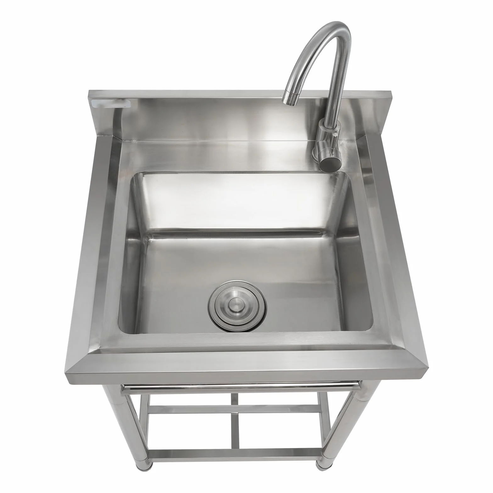 VEVOR Fregadero Utilitario de Acero Inoxidable, Fregadero Pequeño Independiente de 1 Compartimento que Incluye Grifo y Patas, Fregaderos Comerciales de un solo Tazón de 410 x 330 x 220 mm