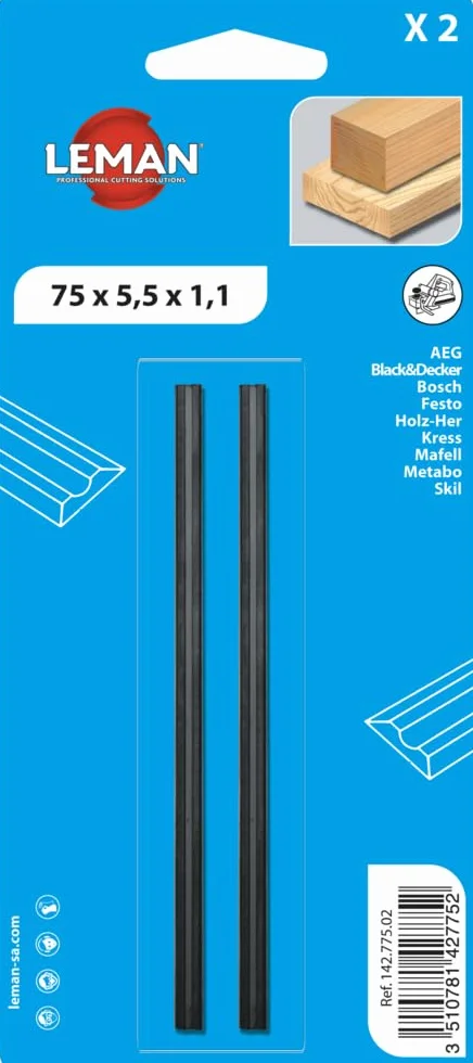 Leman 142.778.02 - Pack de 2 cuchillas de cepillo eléctrico (MD 78 x 5,5 x 1,1 mm)