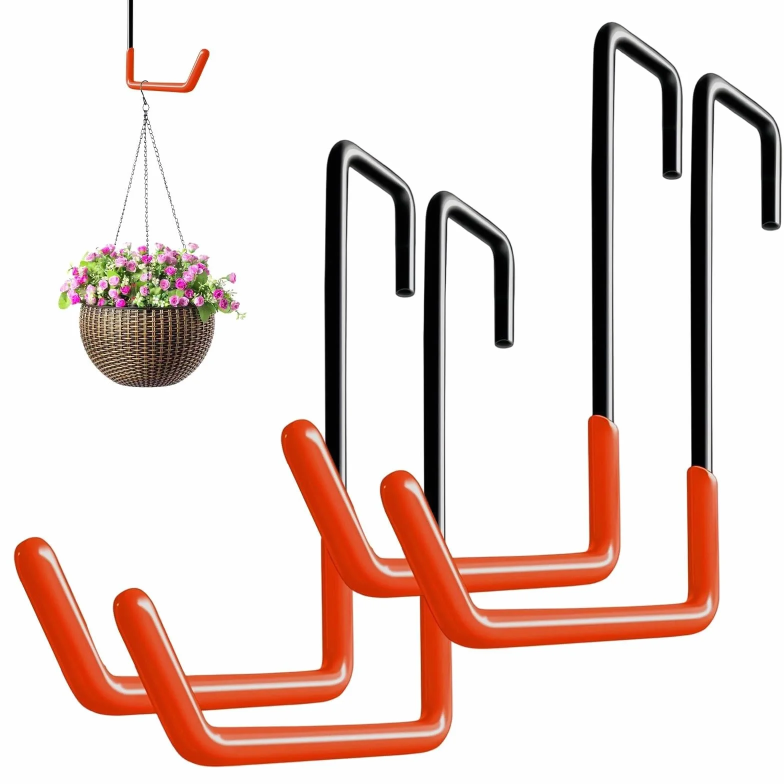 Ganchos para Colgar Bicicletas, 4 Piezas Soporte para Bicicleta, Colgador Bicicle Forma S, con Revestimiento Inmersión, para Colgar Bicicletas, Macetas, Herramientas Jardinería y Escaleras