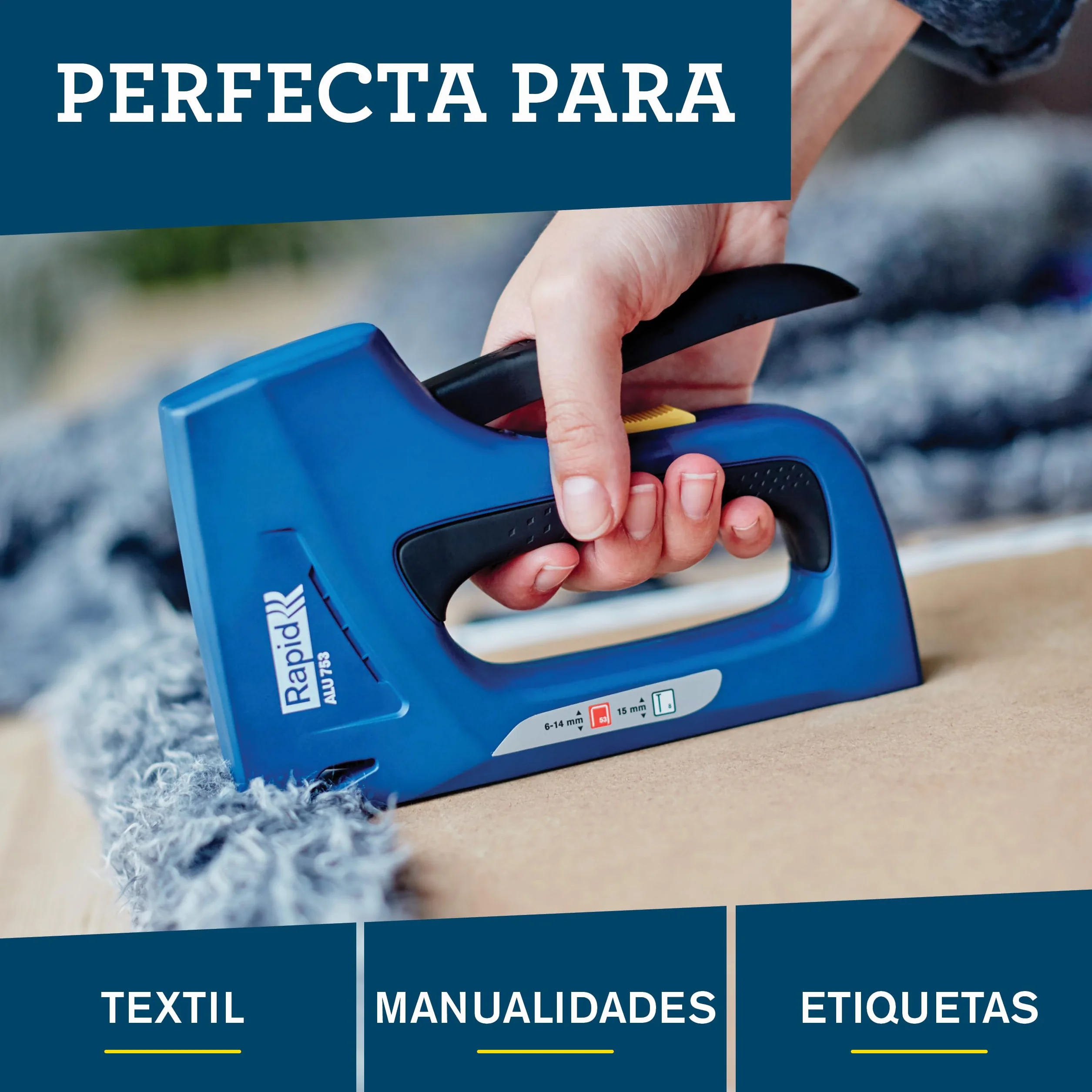 Rapid Grapadora Dual Profesional ALU753 para Grapas No. 53 y Clavos No. 8, Grapadora Manual con Regulador de Esfuerzo de 2 Posiciones, Mango Ergonómico y Mecanismo Interno Metálico (5001677)