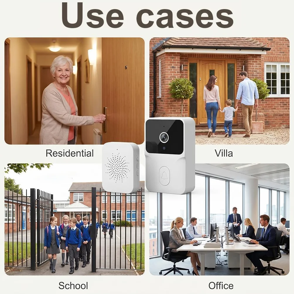 Timbre de vídeo WiFi 1080P con cámara y visión nocturna, audio bidireccional, detección de movimiento, seguridad inteligente para el hogar
