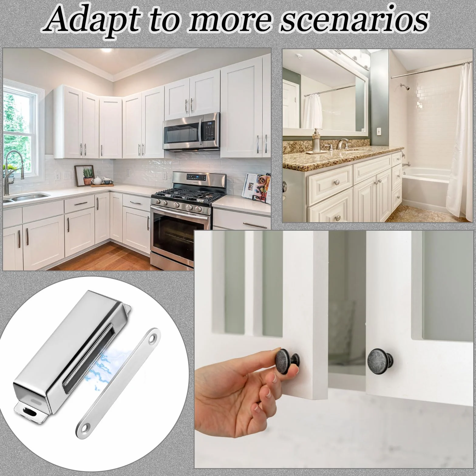 Yaocom 2 cierres magnéticos para puerta, 150 libras, acero inoxidable, resistentes, fuertes imanes magnéticos para armario, armario, cocina, baño, habitación automática (2.95 pulgadas)