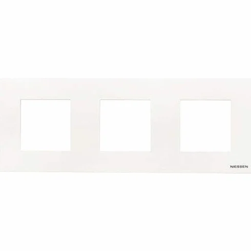 CABLEPELADO Marco compacto para 3 elemento Niessen Zenit | Marco de 3 elemento y bastidor | N2273BL | 85x227 mm | Apto para superficie y empotrar | Color Blanco | 3 Elementos