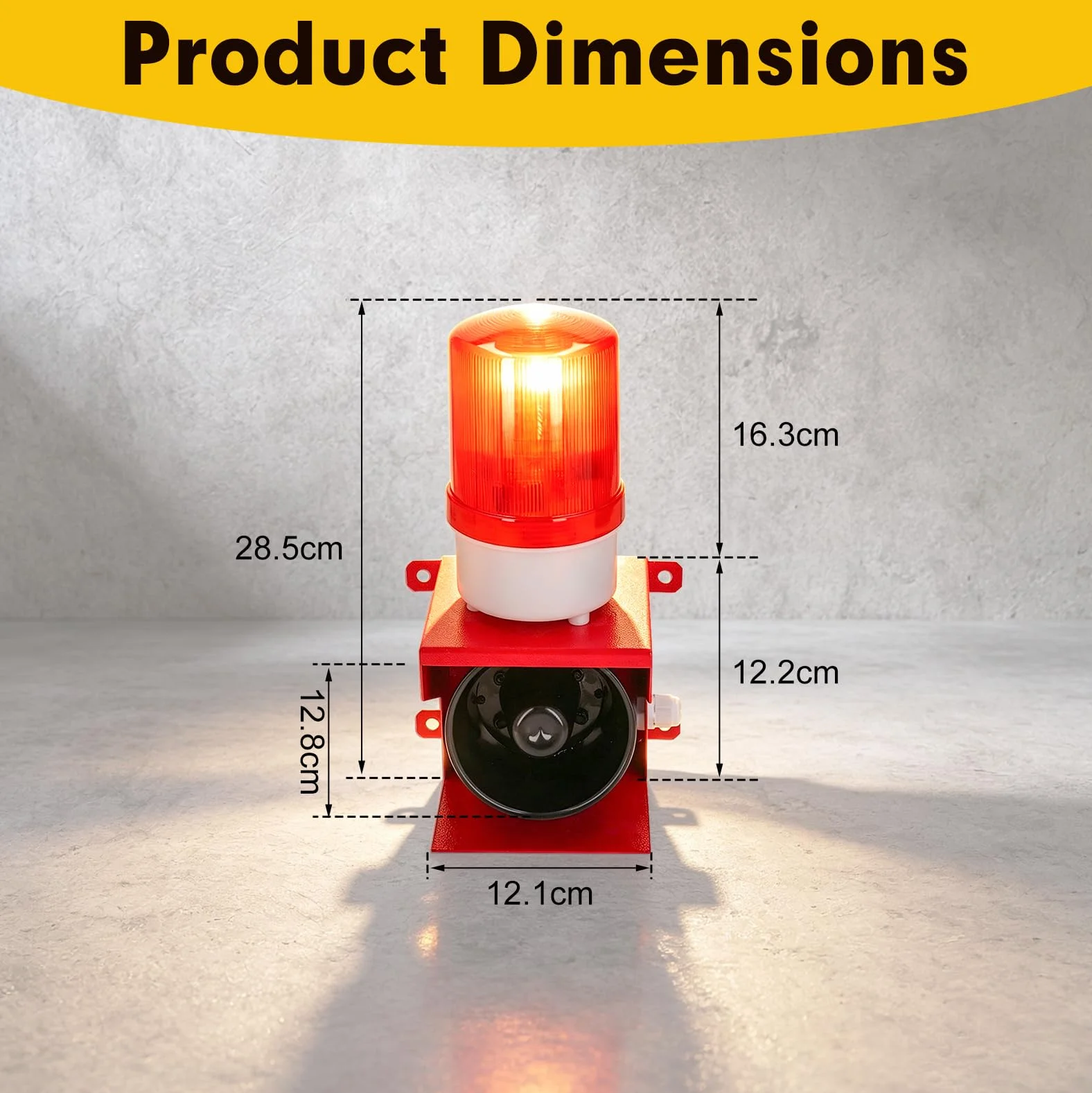 Sirena Industrial 115 dB con Luz LED Intermitente, Volumen Ajustable, IP65 Impermeable, Alarma Acústica y Visual AC 220V, Avisador de Seguridad, Luz de Advertencia LED, Enchufe UE