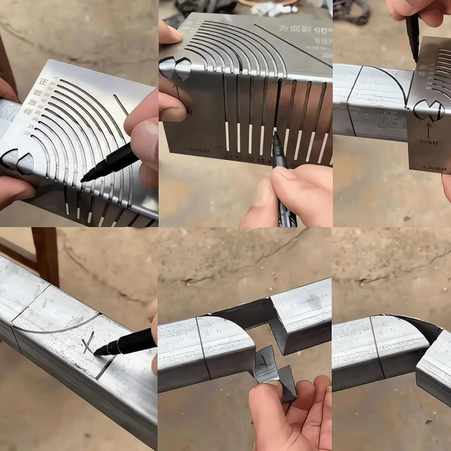Regla Para Marcado De Ángulos Y,Marcador De Cuadrados Con Punta De Metal - Guía de Corte de Tuberías para Dibujo de Líneas Paralelas Precisas en Soldadura Carpintería | Plantilla Para Doblar