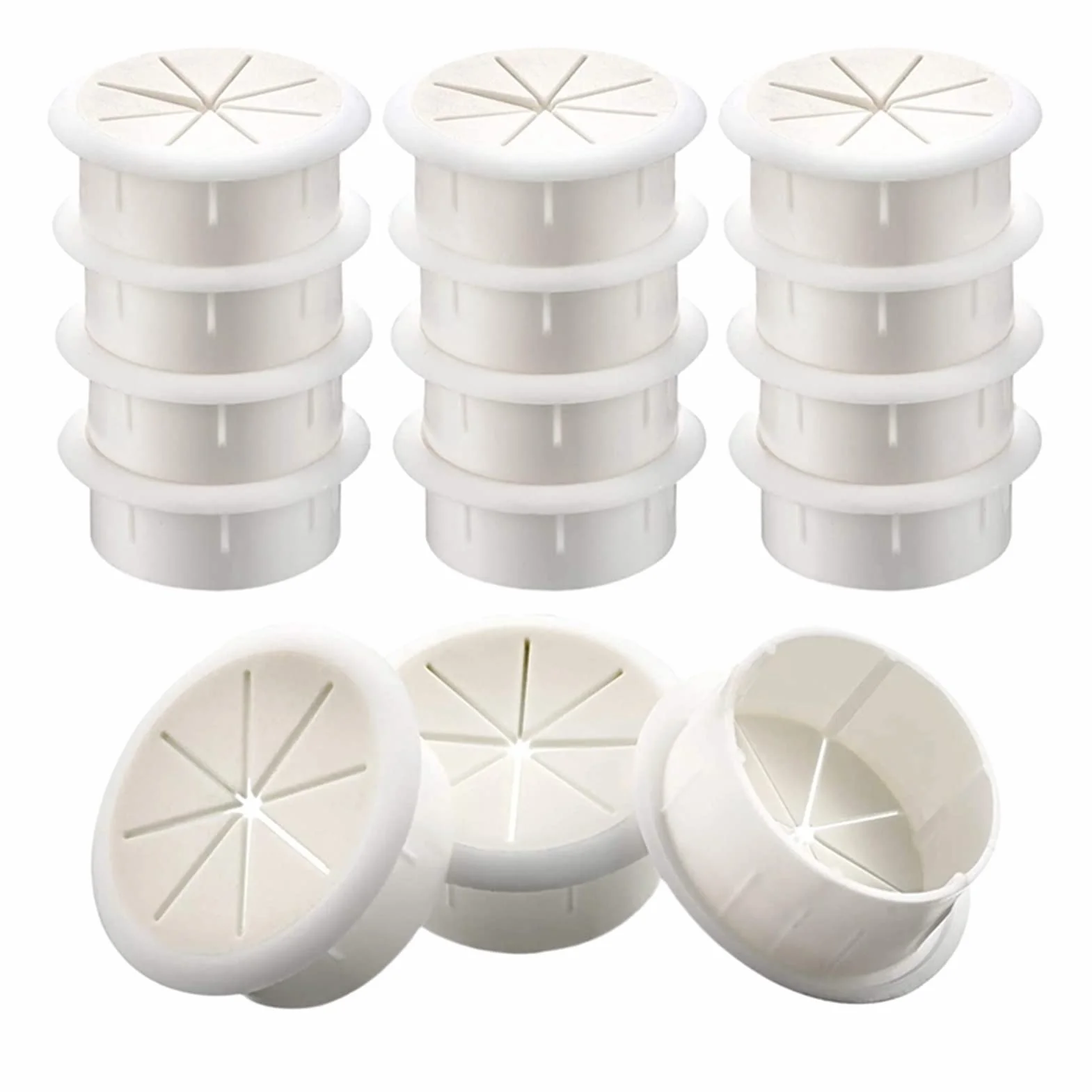 Pasacables de escritorio, 15 unidades, pasacables flexibles, juego de tapas for cables, organizador de cables for oficina, hogar, PC y escritorio.(White)