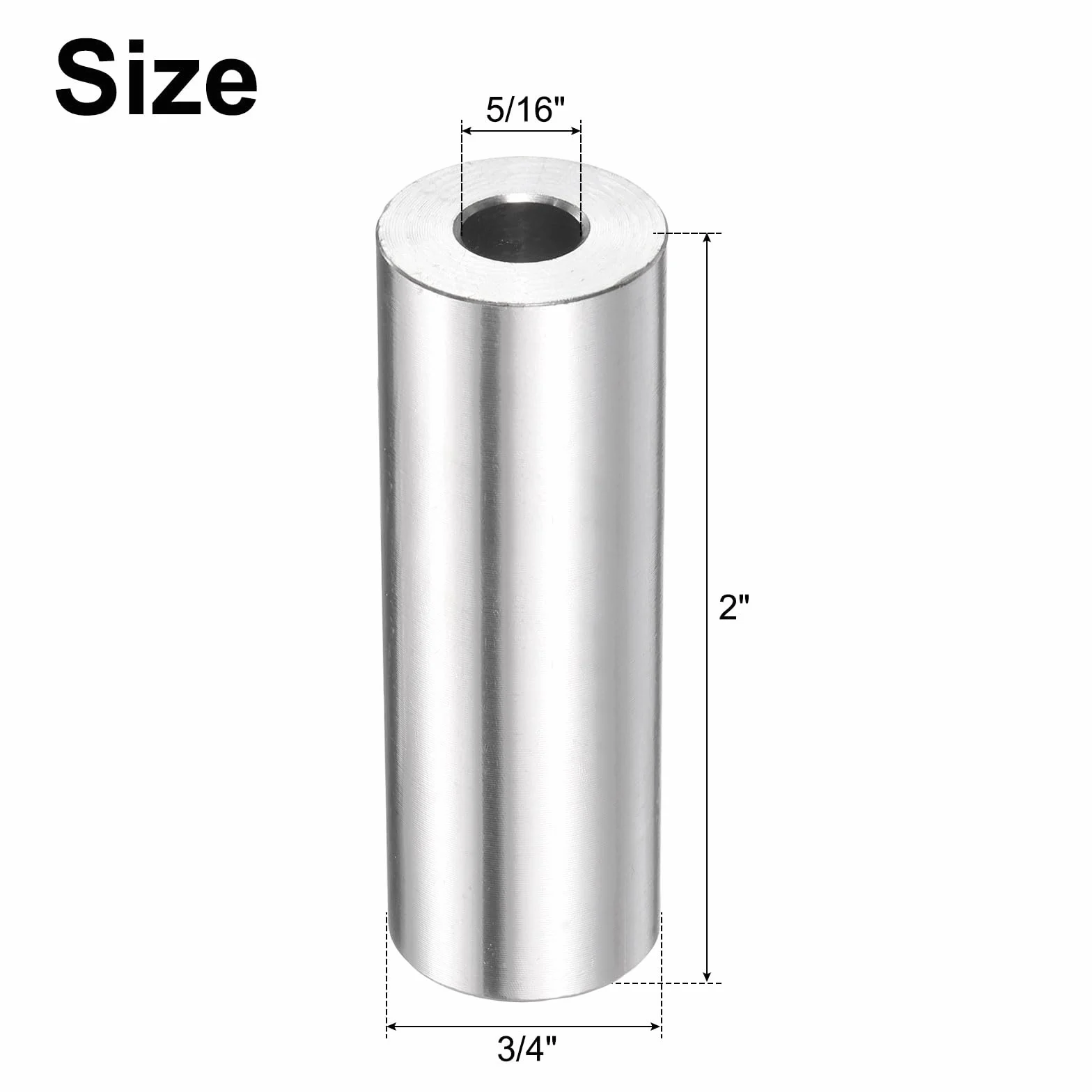 QUARKZMAN 10pcs Espaciador Inoxidable Acero 5/16" ID x 3/4" OD x 2" Longitud Casquillo de Tornillo Acabado Liso, Espaciador Metal Redondo para M8 Tornillos, Pernos y Varillas