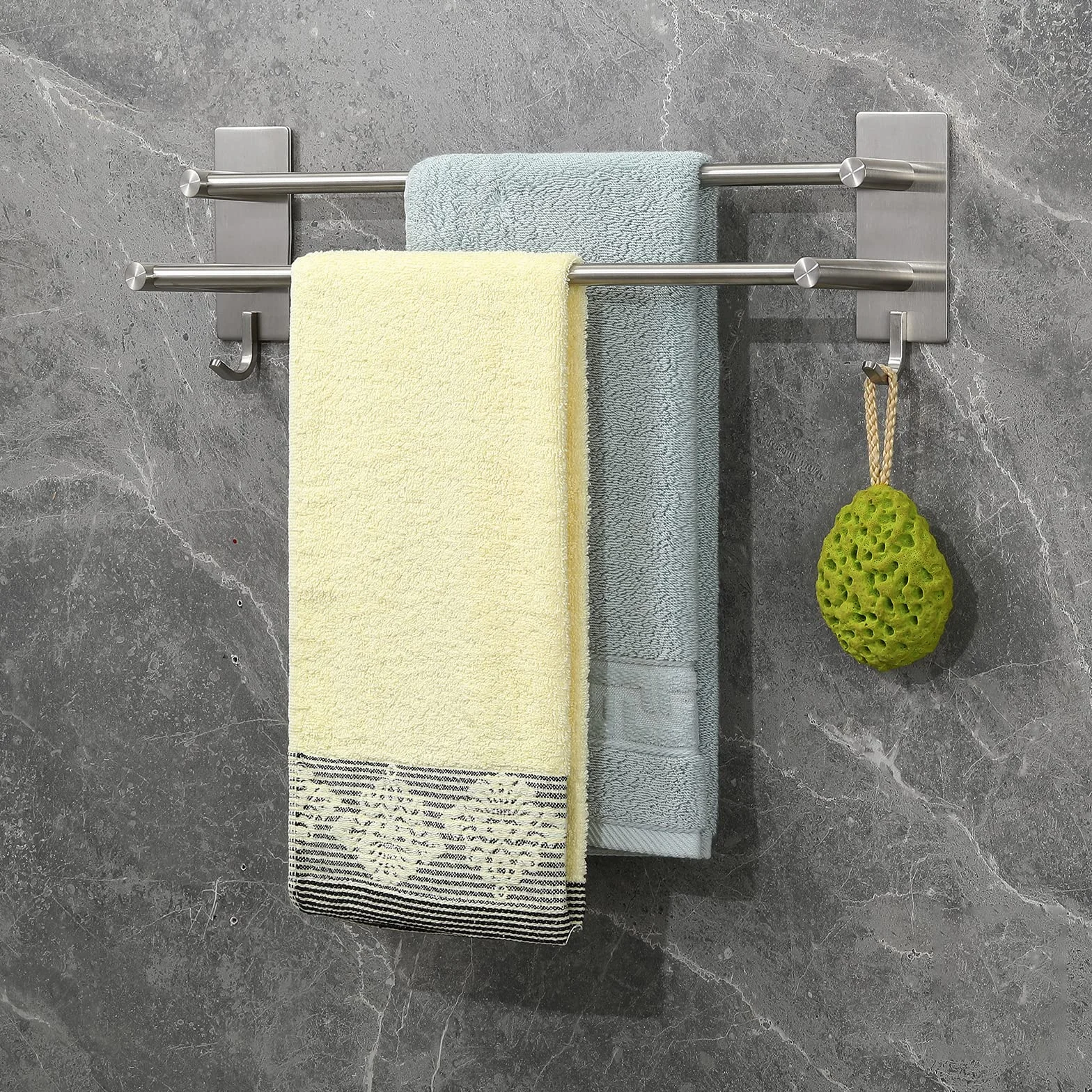 Vista Toallero de Baño sin Taladro con Fuerte Adhesivo 43.5CM Plata Acero Inoxidable Toallero de Baño Accesorio de Baño Accesorio de Baño sin Taladro para Baño y Cocina