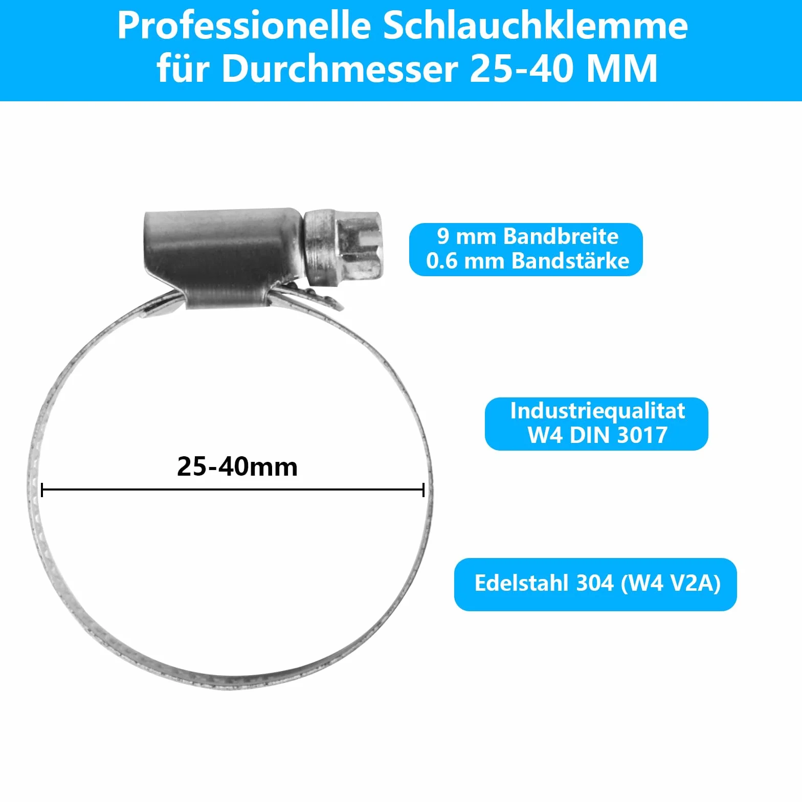11 Pcs Abrazaderas Metalicas para Tubos, Abrazaderas de Acero Inoxidable Ajustable 25-40 mm, Abrazaderas de Tubo, Abrazaderas de Manguera de Acero Inox para Mangueras Tubería de Agua Piscina