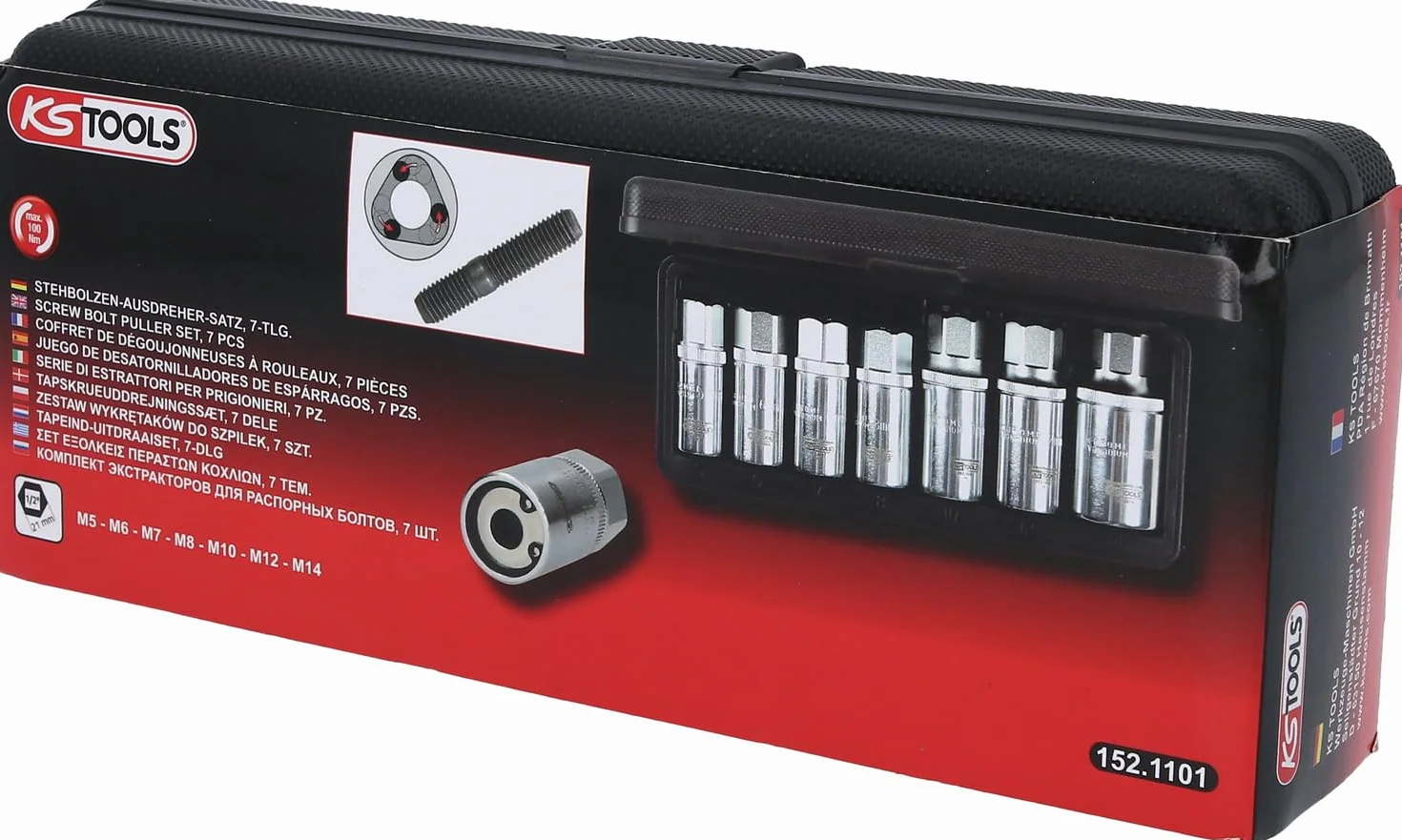 KS Tools 152.1101 - Pack de 7 piezas con extractores de espárragos (tamaño: 1/2")