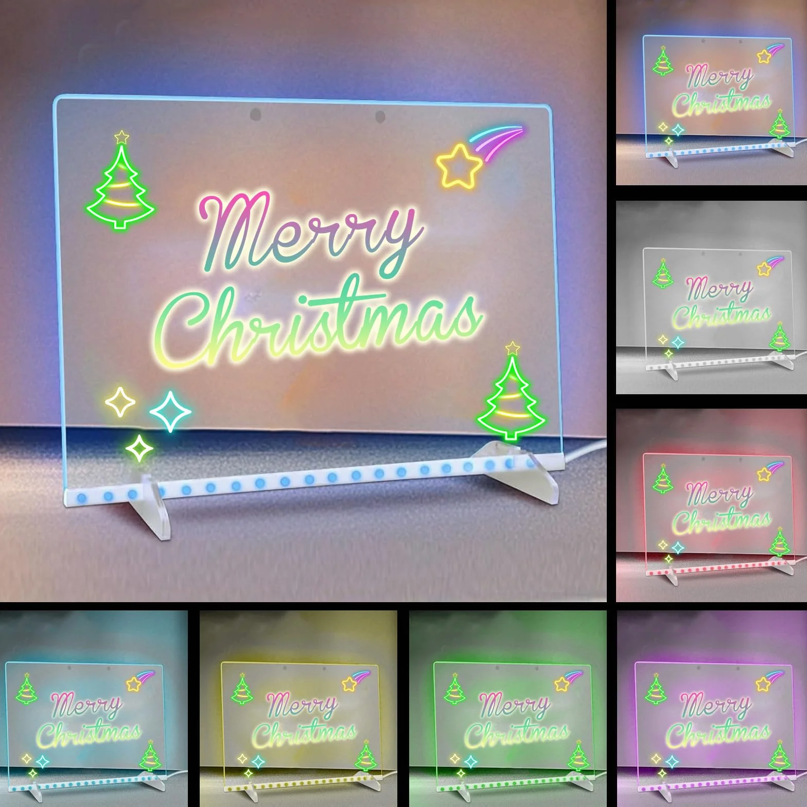 Tablero de Notas Acrílico Luminoso LED 35x25CM para Niños Oficina Escuela Café
