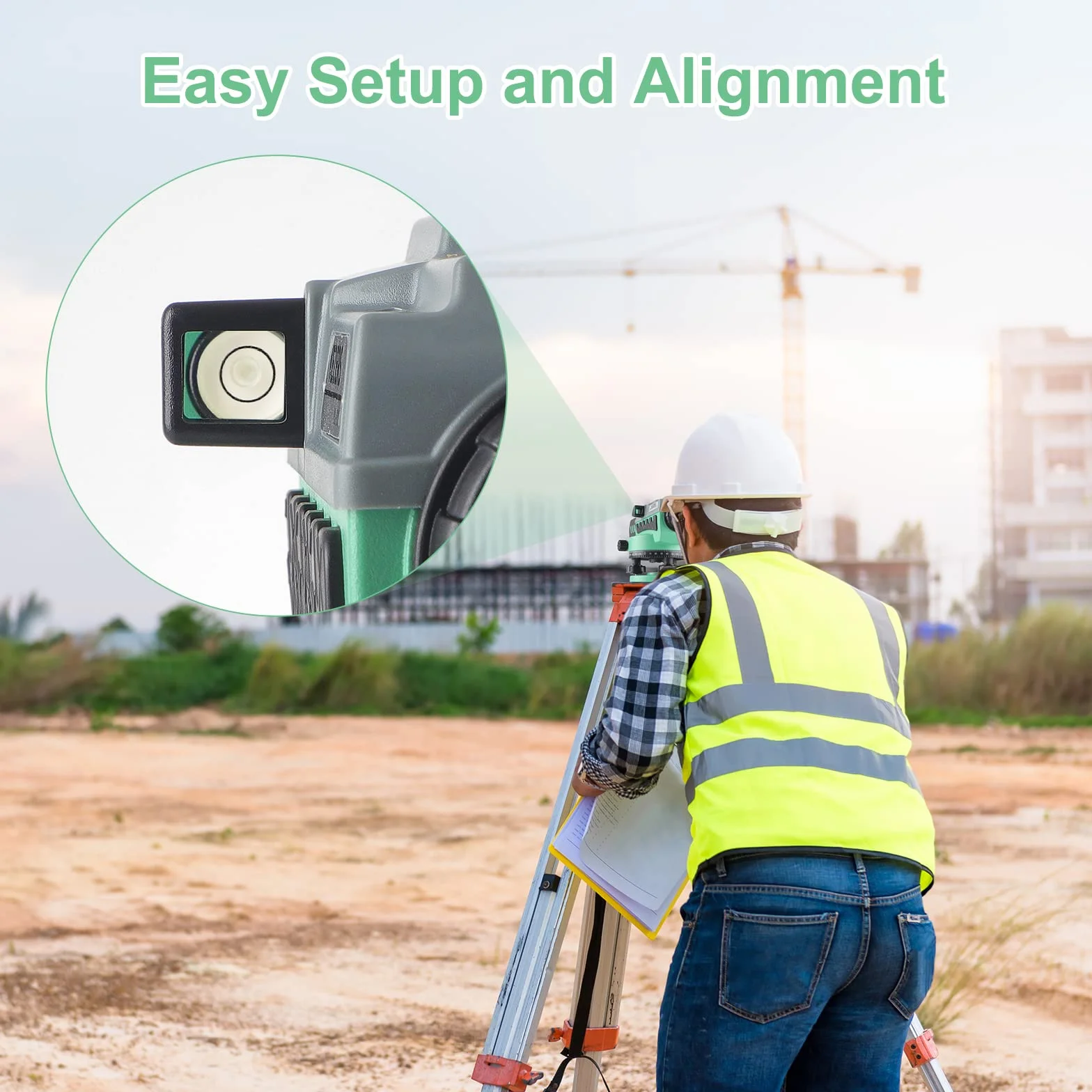 KEZERS Professional Nivel Óptico 36X, nivel de encuesta óptica automática, herramienta de autonivelación para constructores, impermeable, medición de altura/distancia