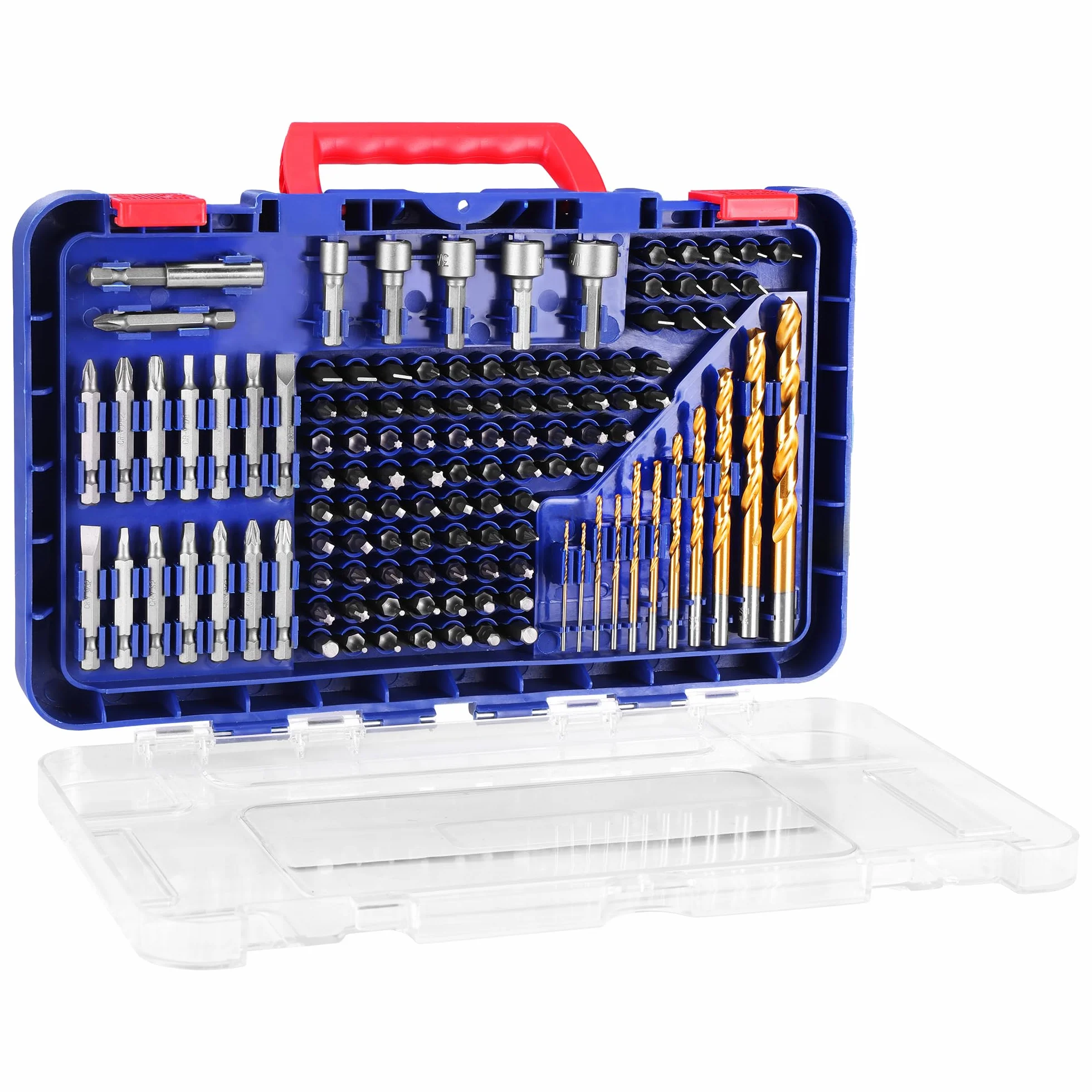 WORKPRO Juego de brocas, juego de 120 brocas de impacto y juego de puntas de destornillador para atornillar y taladrar madera y metal con estuche de almacenamiento, vástago hexagonal de 1/4 pulgadas