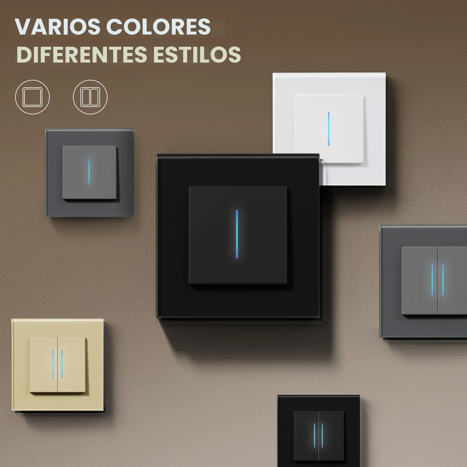 BSEED Interruptor pared con Cristal,Interruptor de luz con Garfio,Basculante Con Pilotitos LED,Fácil Instalación,Fáciles de Limpiar,E-Series,1 Gang 1 Vía - 2 Paquetes,86mm Blanco
