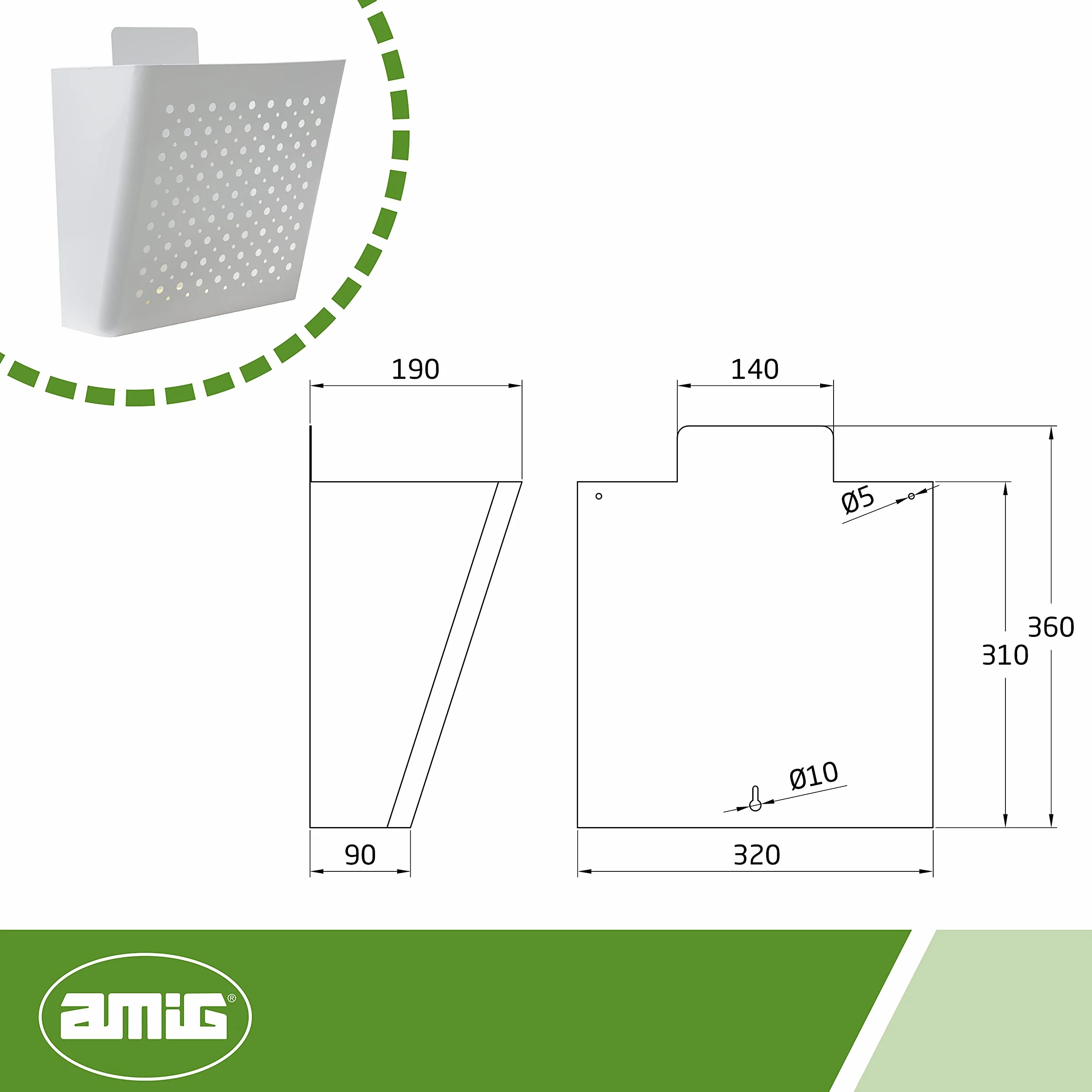 Amig - Cesta de publicidad - Buzón para Publicidad con Rejilla Frontal - Uso exterior - Acero - Blanco - 32 x 36 x 19 cm