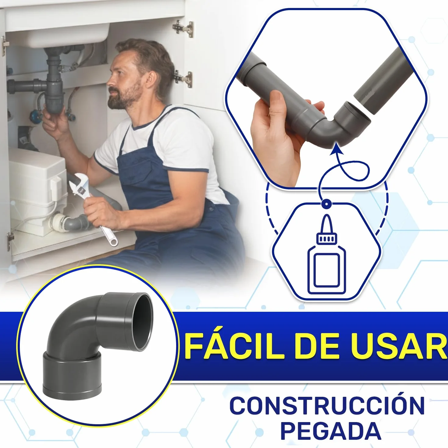 Codo PVC 87° Ø 50mm Hembra-Hembra MONTERAL para Tuberías Alcantarillado Drenaje
