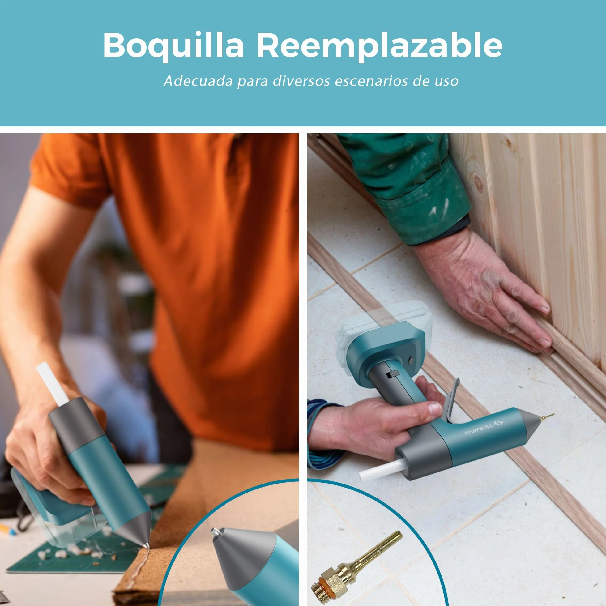 Pistola de pegamento caliente Tilswall compatible con baterías Makita 18V/20V, tamaño completo, precalentamiento en 90s, incluye 10 barras adhesivas (0.43 pulg.) (Baterías no incluidas)