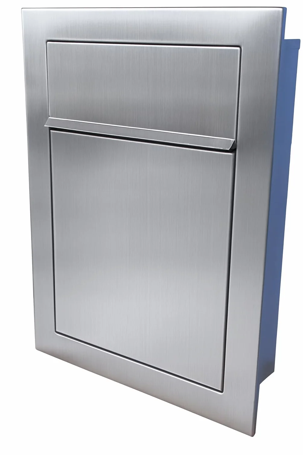 Buzón empotrado de acero inoxidable INOX, empotrable a ras, resistente a la intemperie, montaje en pared con cerradura, placa de identificación, DIN A4, adecuado para sobres DIN A4