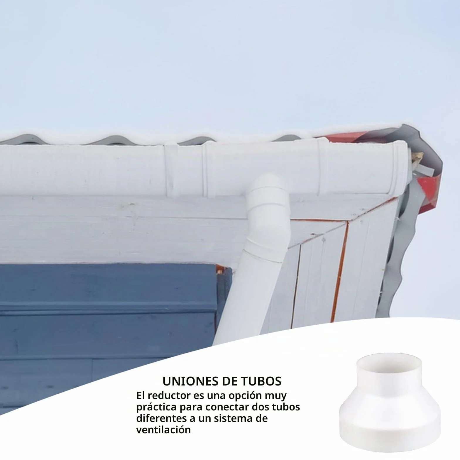 Adaptador de Conducto 150 mm a 100 mm, Tubo Reductor 150 a 100 Tubo Campana Extractora Reductor Universal para Sistema de Ventilación con 2 Abrazaderas, Adaptador para Conectar Conductos(ABS)