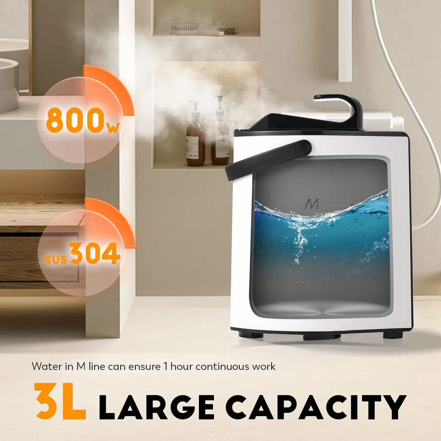 CGOLDENWALL Portátil Sauna de Vapor Hogar 3L, Generador de Vapor para Personal Spa, Olla de Vapor de Sauna con Control Remoto, Adecuado para Tienda Sauna, Desintoxicación