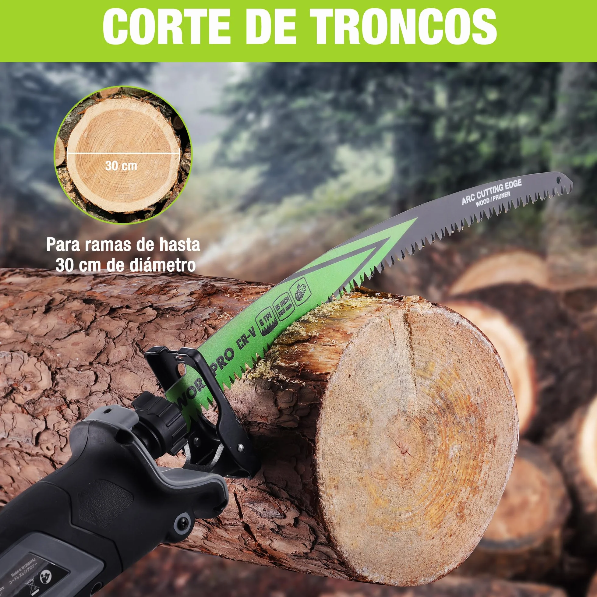 WORKPRO 5 Piezas Hojas de Sierra de Sable Cr-V 38cm 6TPI para Poda de Madera