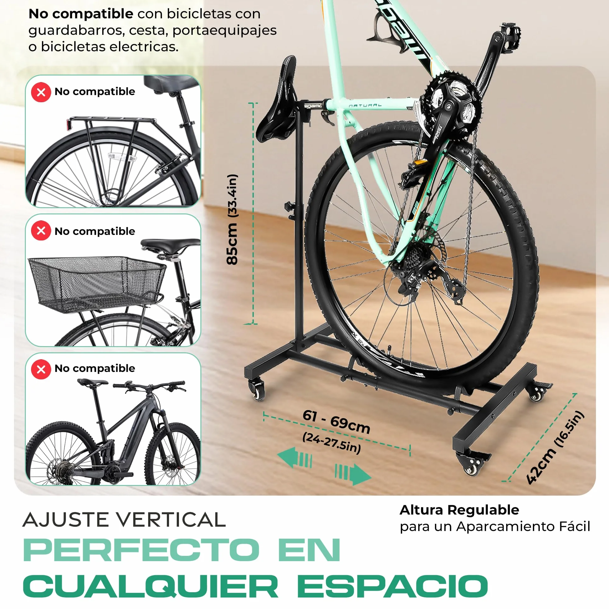 Genérico CHIROS Soporte Bicicletas Suelo Vertical Aparca Bicis de Suelo Casa Garaje