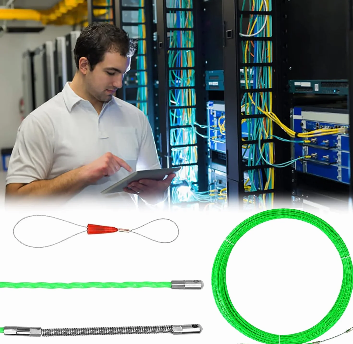 Guia Pasacables, Guía Pasacables Profesional Espiral con 2 Muelles y 5 Conectores para Ayuda de Extracción de Cables