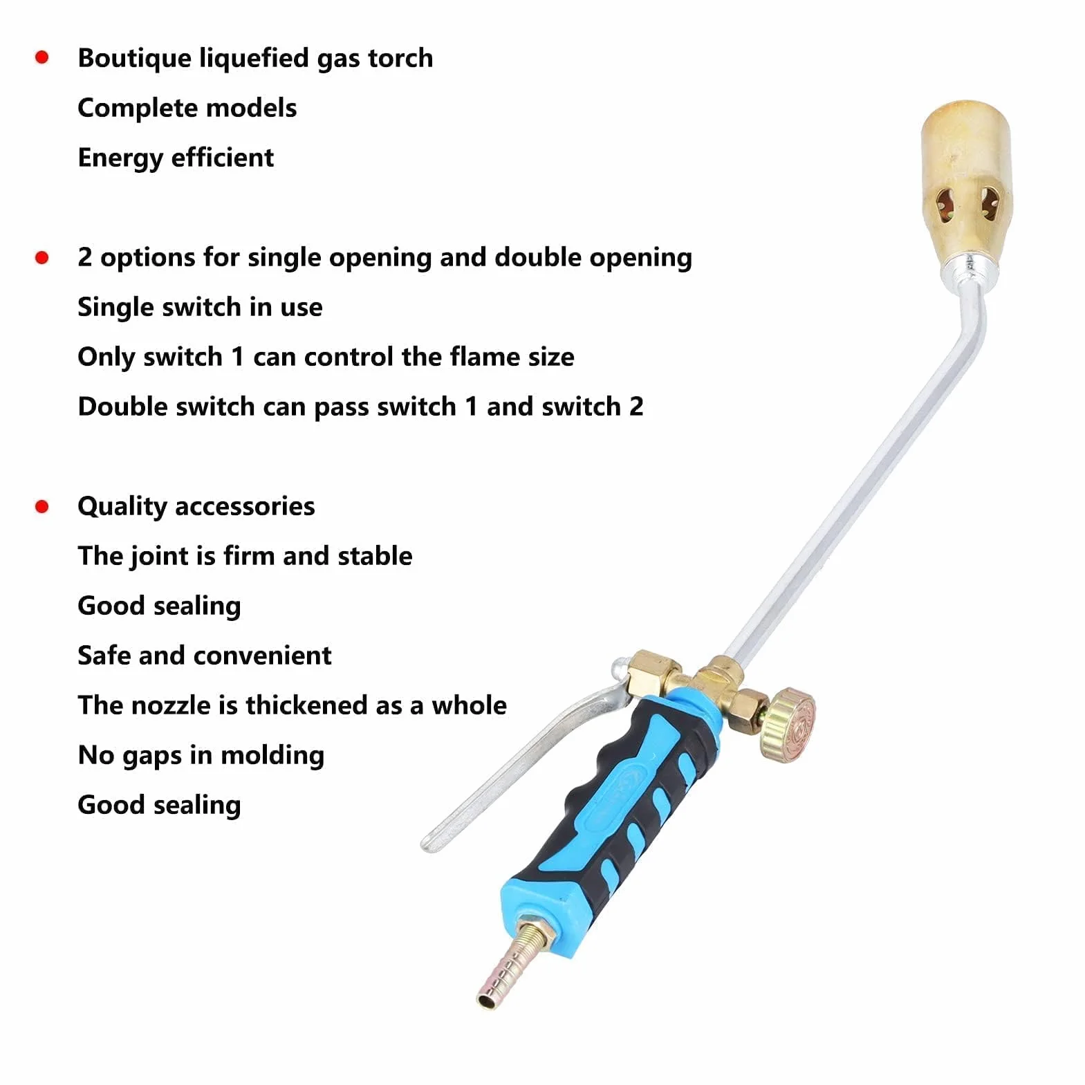 Agatige Cabezal De Antorcha De Soldadura, Pistola De Calentamiento De Soldadura Industrial, Antorcha De Soplete De Soldadura De Encendido, Llama Ajustable para Gas Doméstico (Double Switch)