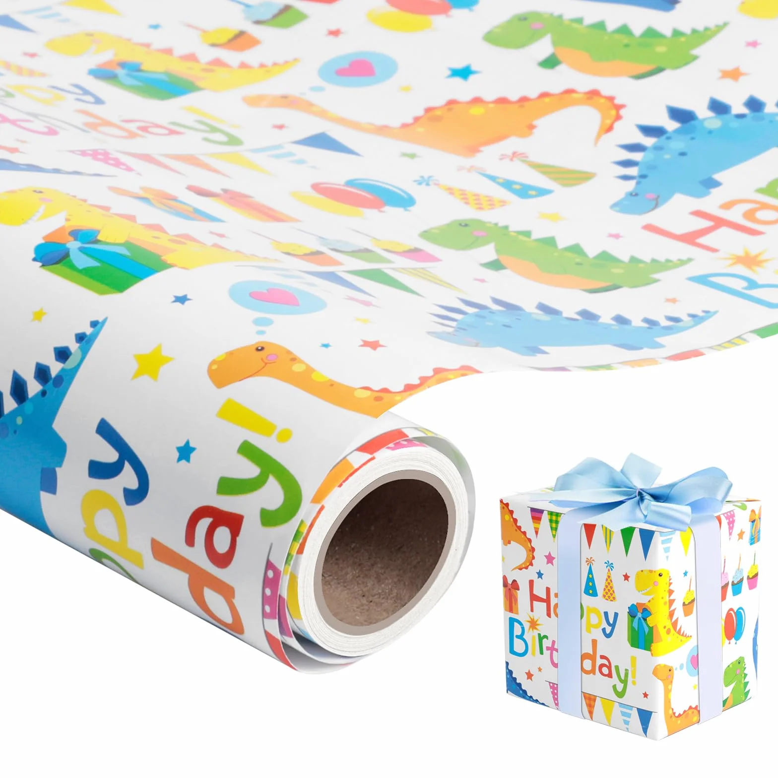 Romon Papel de Regalo Cumpleaños 43cm x 300cm Rollo Impresión Colorida