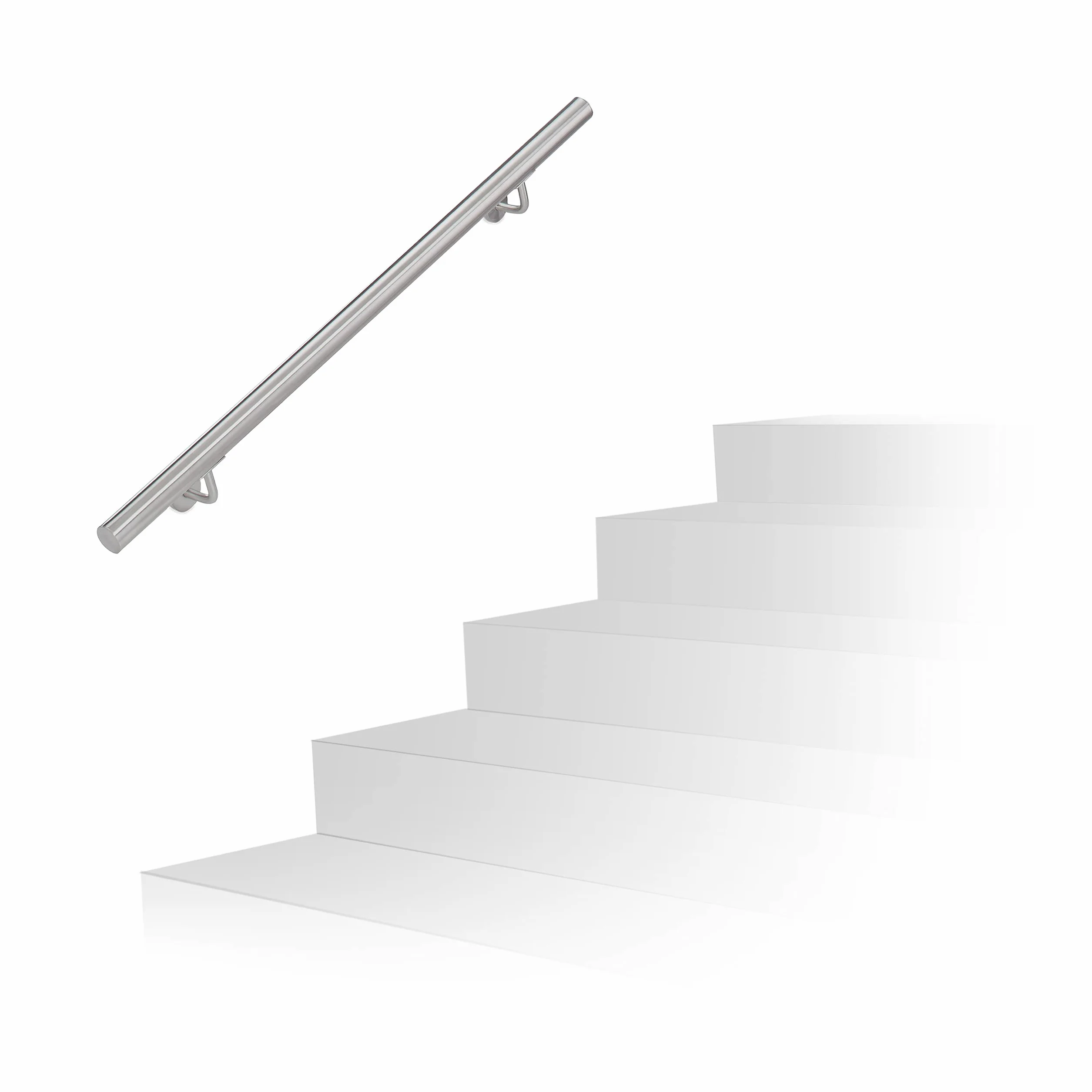 Relaxdays Pasamanos Escalera con Soportes y Tacos Metálicos, Acero Inoxidable Cepillado, Plateado, 100 cm