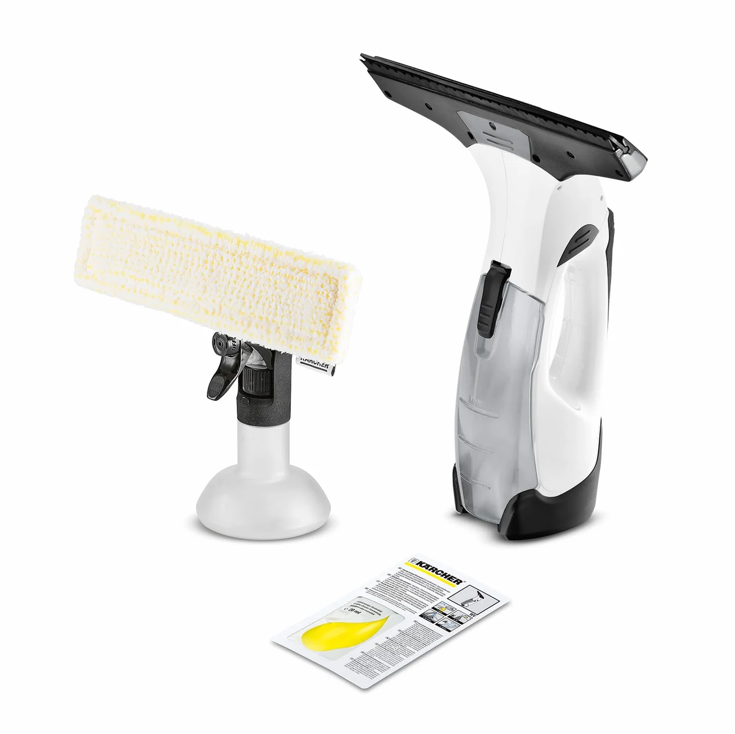 Kärcher Window Vac WV 5 Plus, tiempo de funcionamiento de la batería: 35 min, batería extraíble, pantalla LED para el estado de la batería, boquilla de succión: 280 mm, botella de spray con paño de
