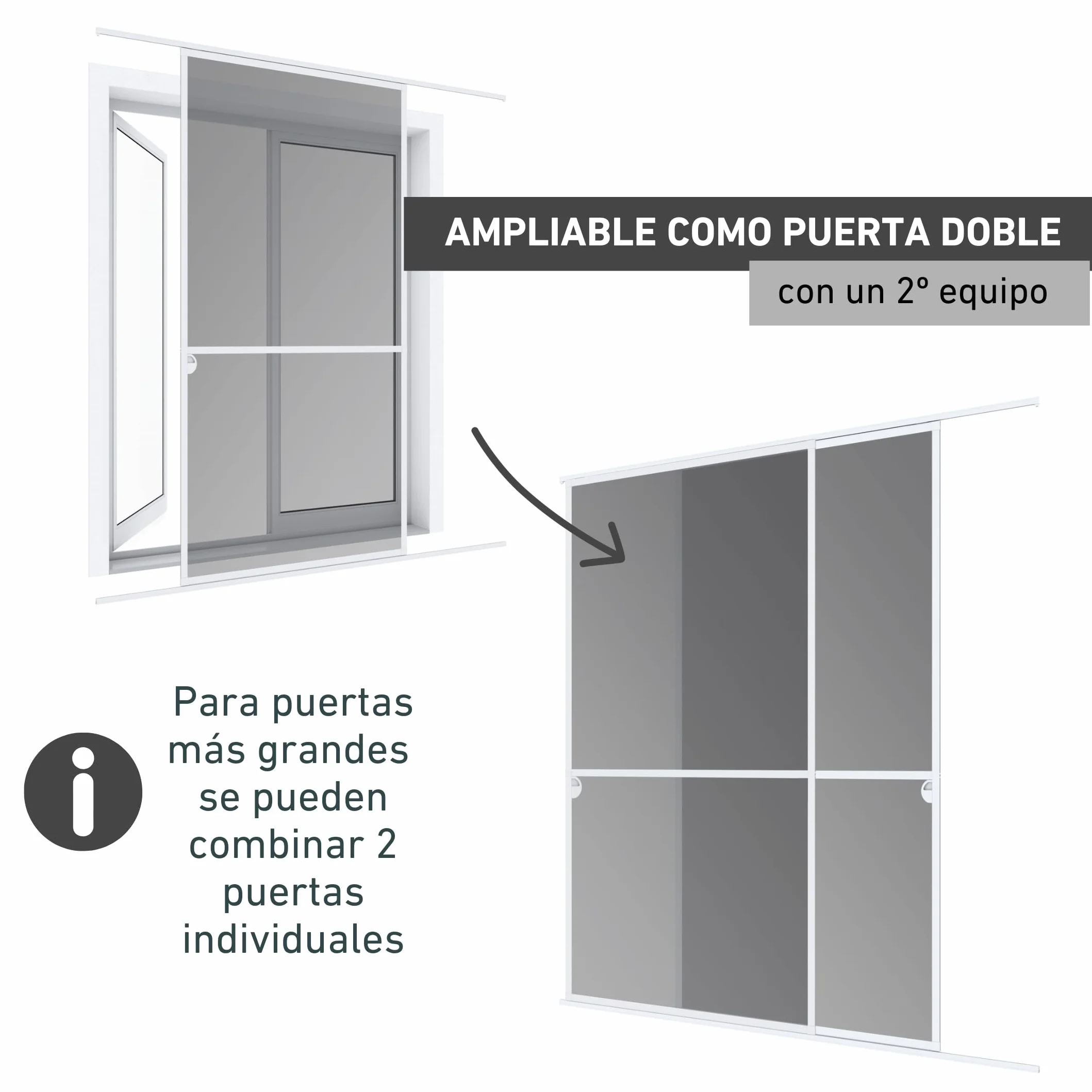 Windhager mosquitera corredera Expert, Marco de Aluminio para Puertas, 120 x 240 cm, Blanco
