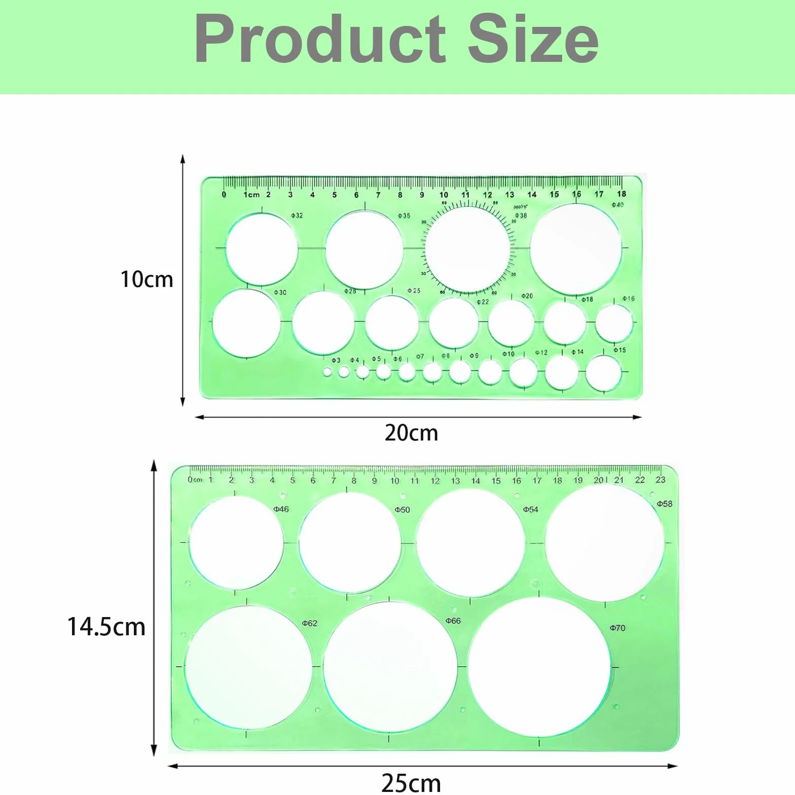 Plantillas Para Dibujar, Plantilla Circulos, Reglas Dibujo Tecnico, Plantilla Elipses Isometricas, Verde Transparente