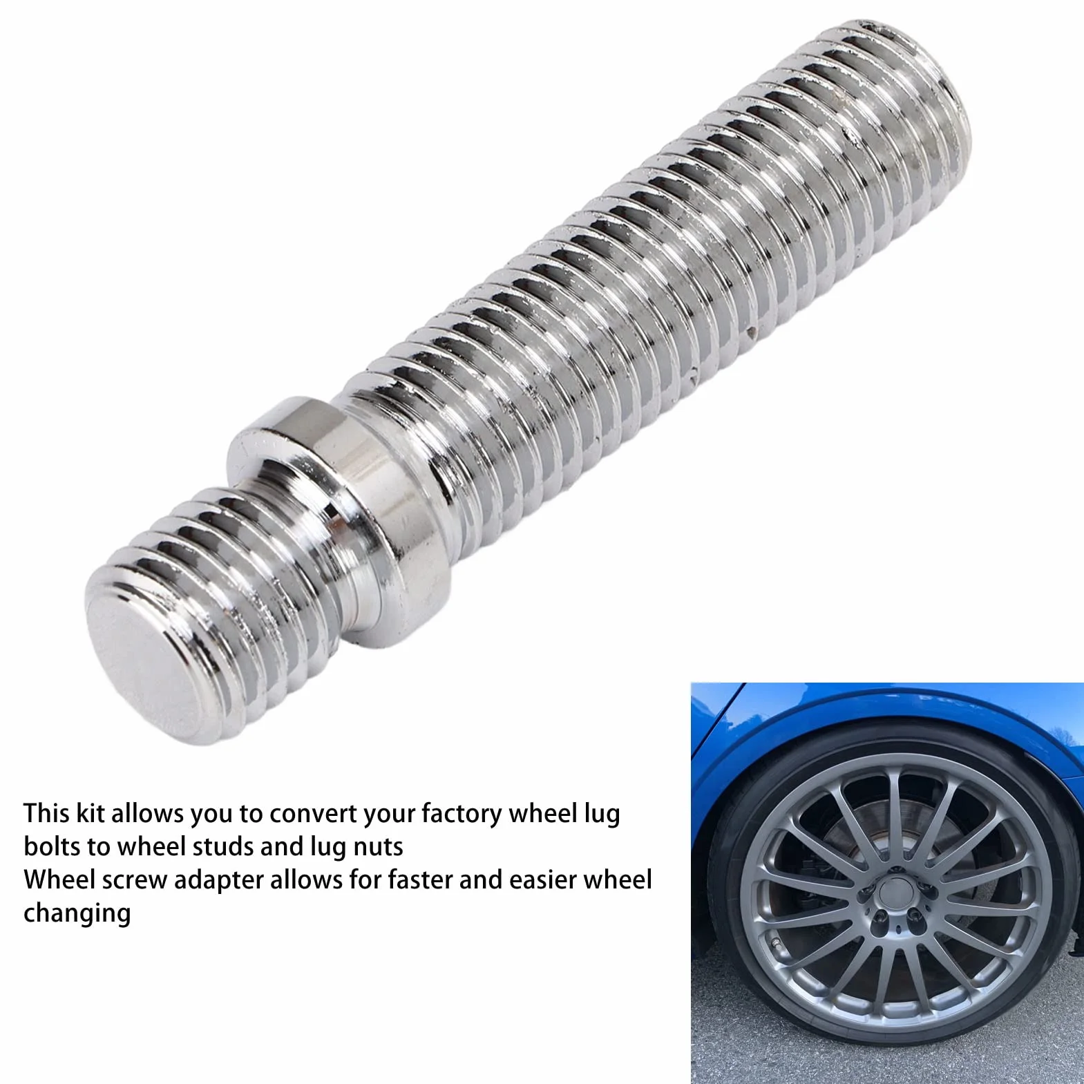 Fydun Conversión de Pernos de Rueda, 20 Piezas 58mm Espárrago de Rueda Extendido Longitud del Vástago de 41 Mm Adaptador de Espárragos para Pernos de Conversión de Rueda para(M12x1.25 to M12x1.5)