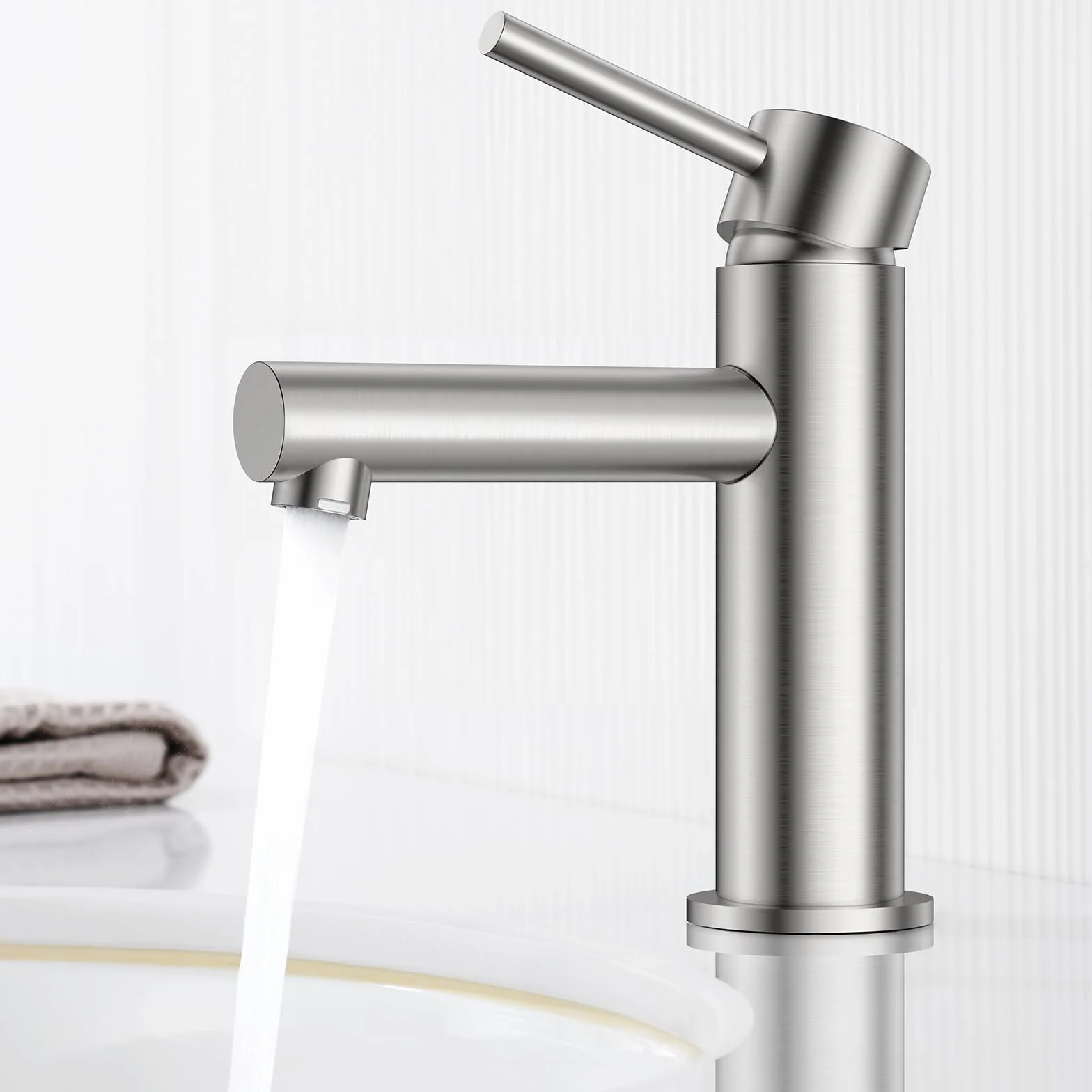 CECIPA Grifo de Lavabo Moderno Griferia Baño Caliente y Fría Grifo Lavabo Baño Acero Inoxidable Griferia Lavabo con Altura Salida de Agua 90mm