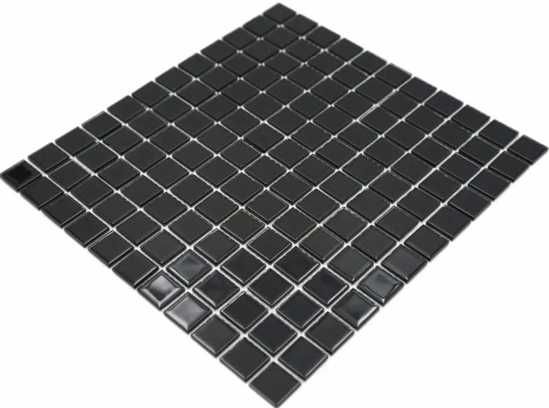 MOS60-0304 - Azulejos de mosaico de cristal traslúcido, color negro
