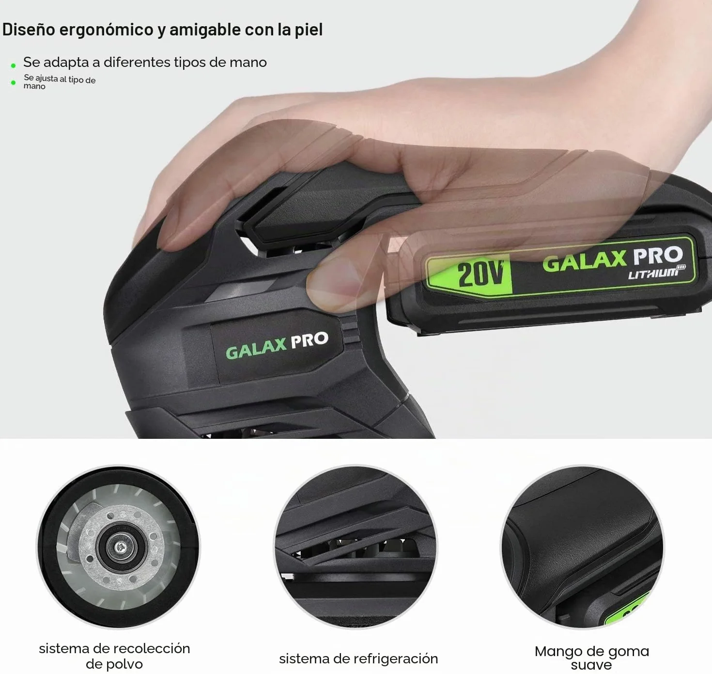 GALAX PRO Lijadora de Detalle Mouse 20V con Bolsa de Filtro,Velocidad 12,000 RPM Lijadora Madera incluye batería y cargador,20 Papeles de Lija