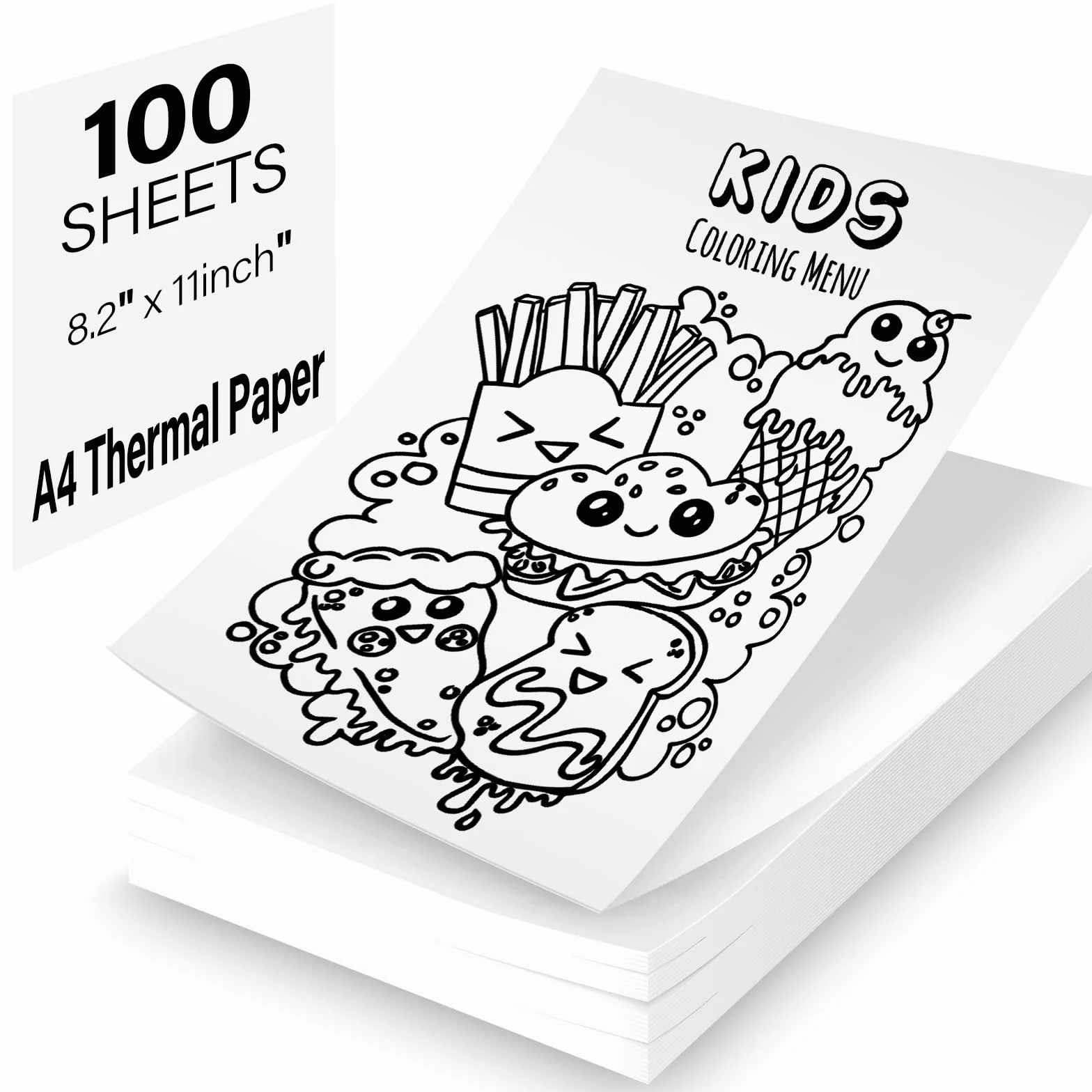 100 hojas de papel térmico A4 para impresora portátil, papel A4 impresora, hojas térmicas, secado rápido, diseño sin atascos, para fotos, recibos, memo file, 210 x 297 mm