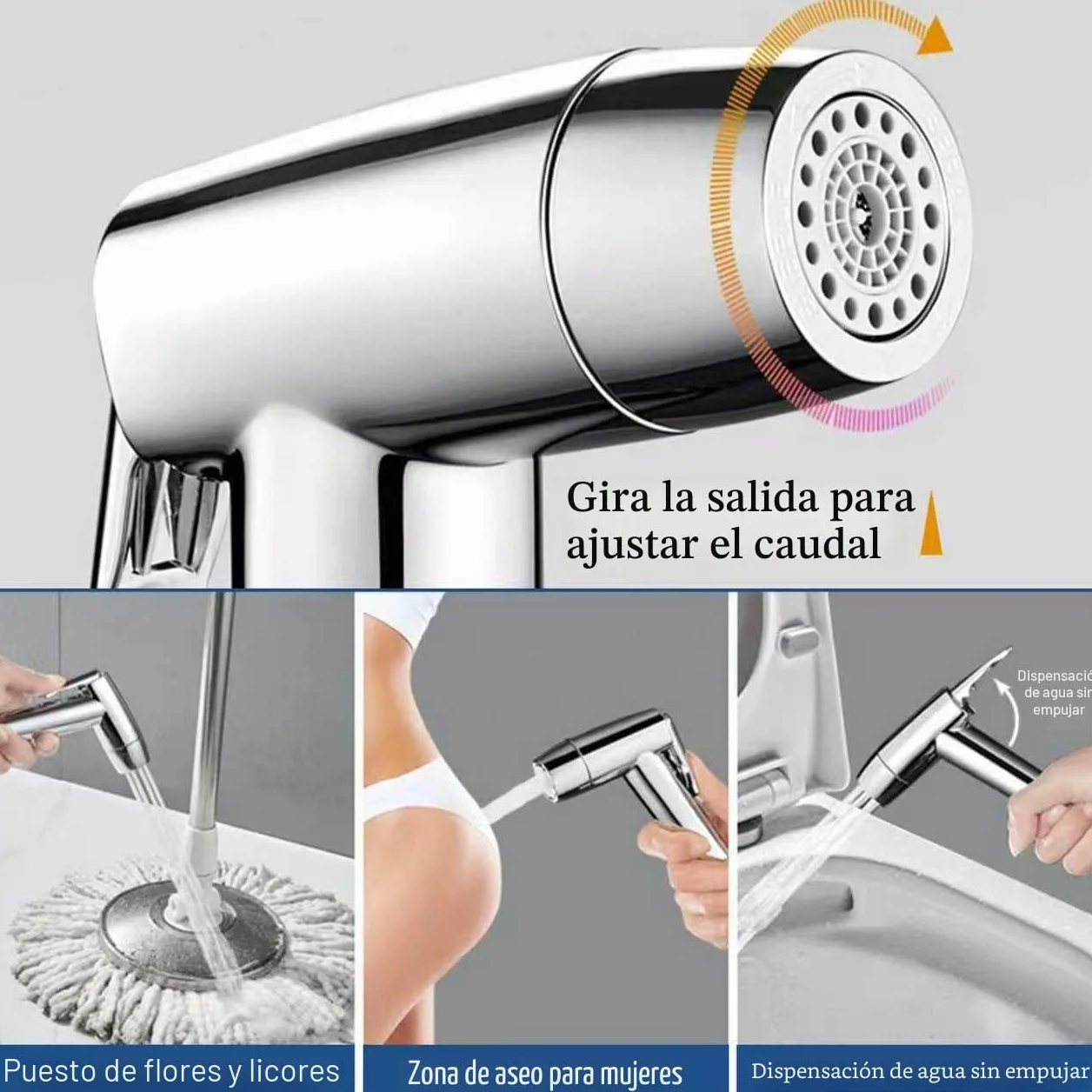 Bidet Handbrause Set ABS-Kunststoff Doppelstrahl-Modus Düse Federschlauch Wandhalterung