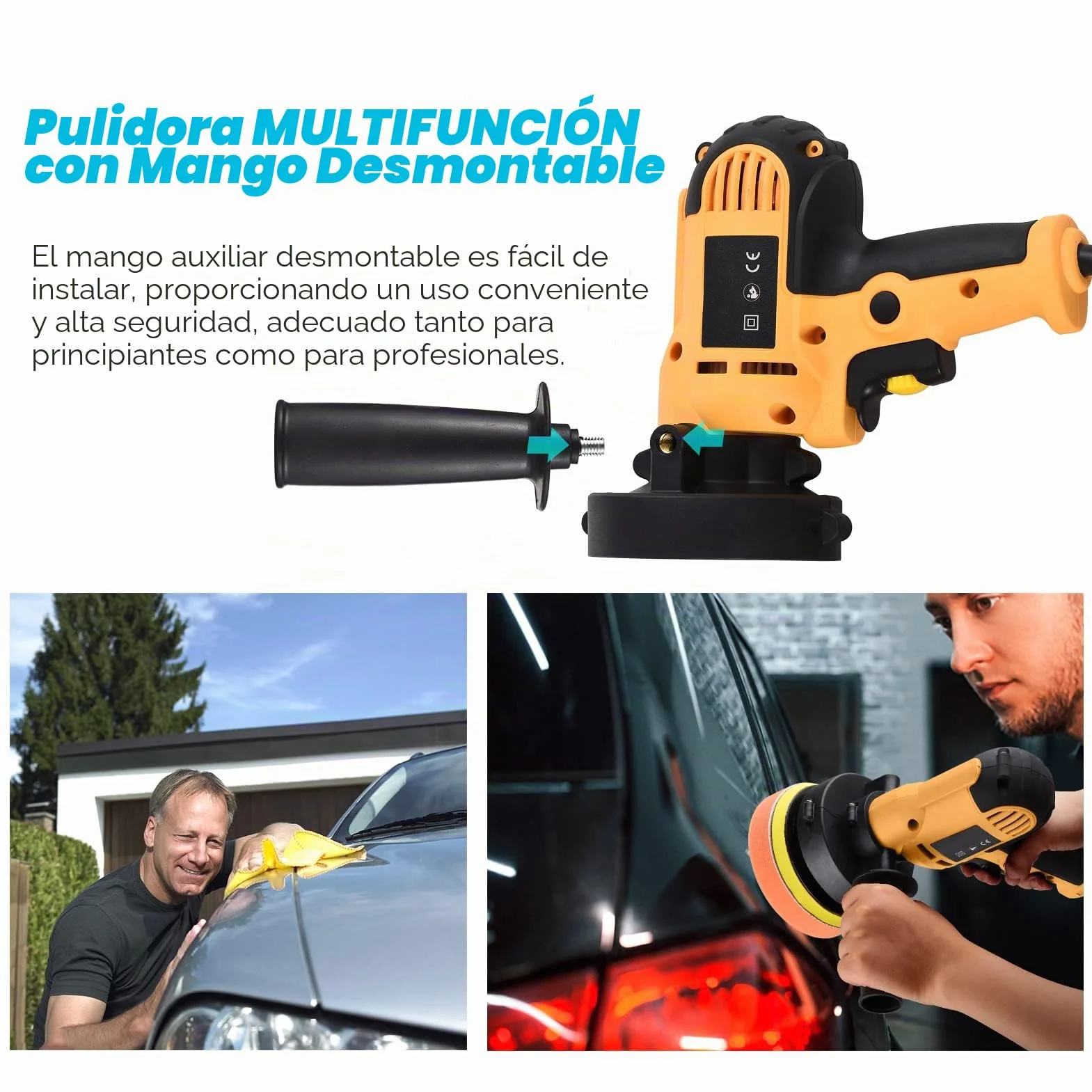 Pulidora Coche, Weytoll Kit de Pulidora de Automóvil Eléctrico de 5 Pulgadas 700W Auto Car Buffer 600-3700RPM Máquina de Pulido Variable, Máquina Pulidora para Muebles de Piso Cerámica Jade