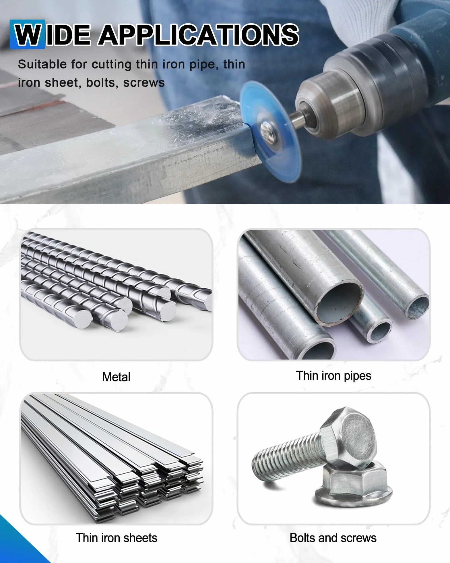 Mini Diamantada - 30mm Hoja de sierra circular de metal, vakuumgelötet para cortar hierro, tubos, tornillos, con 3 * 3mm mango redondo & destornillador (3 piezas)